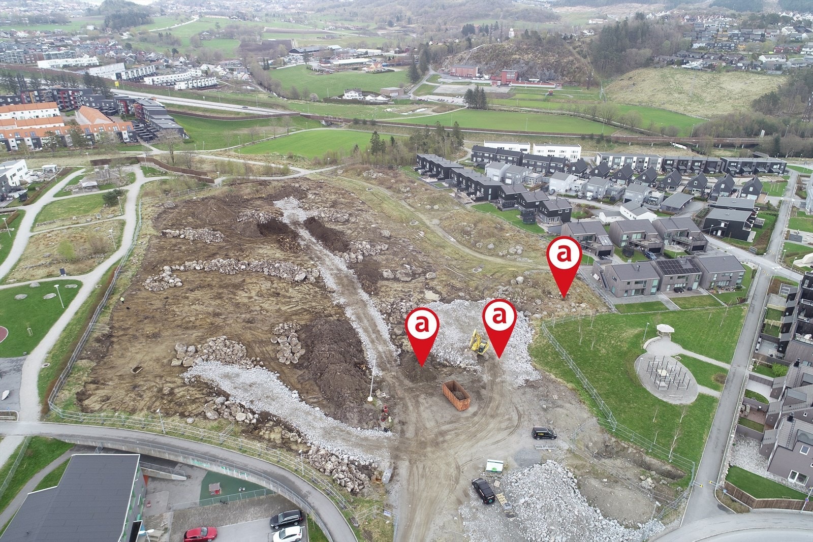 Omtrentlig plassering av tomtene Galleribilde