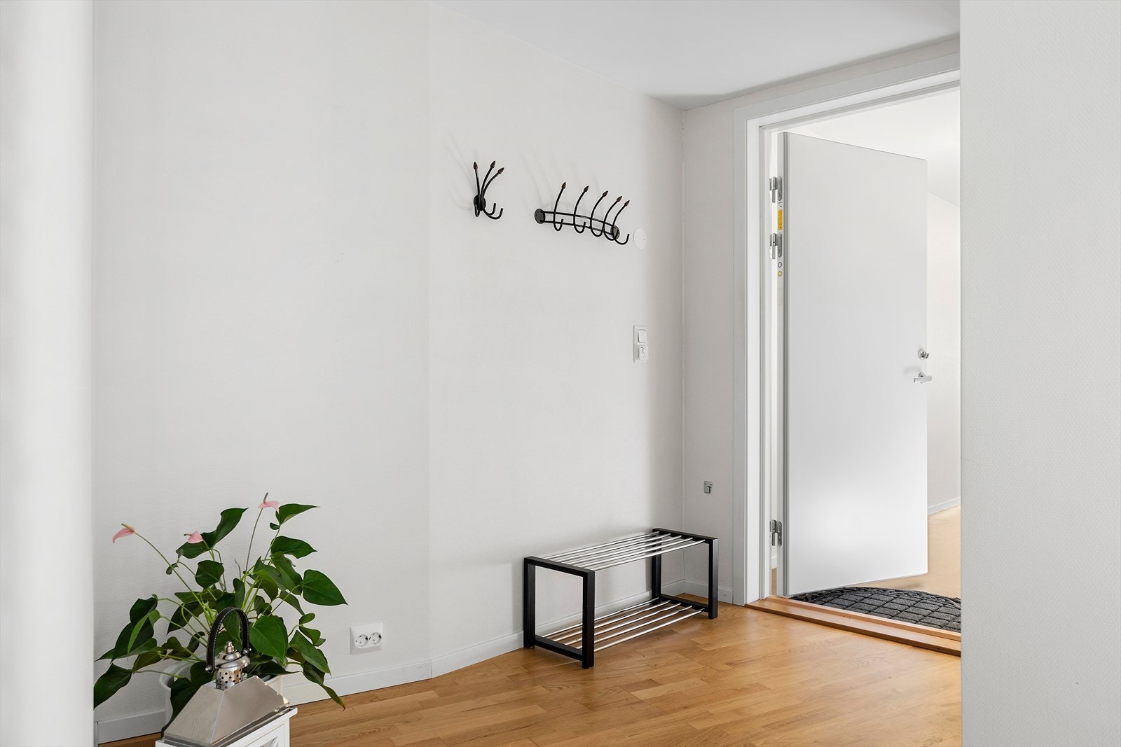 Du blir ønsket velkommen i koselig entrè/gang med plass til oppbevaring av klær og sko. Galleribilde