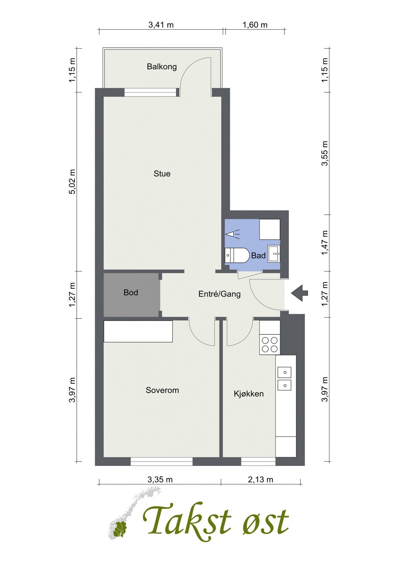 Plantegning. Det medfølger også to eksterne boder. Galleribilde
