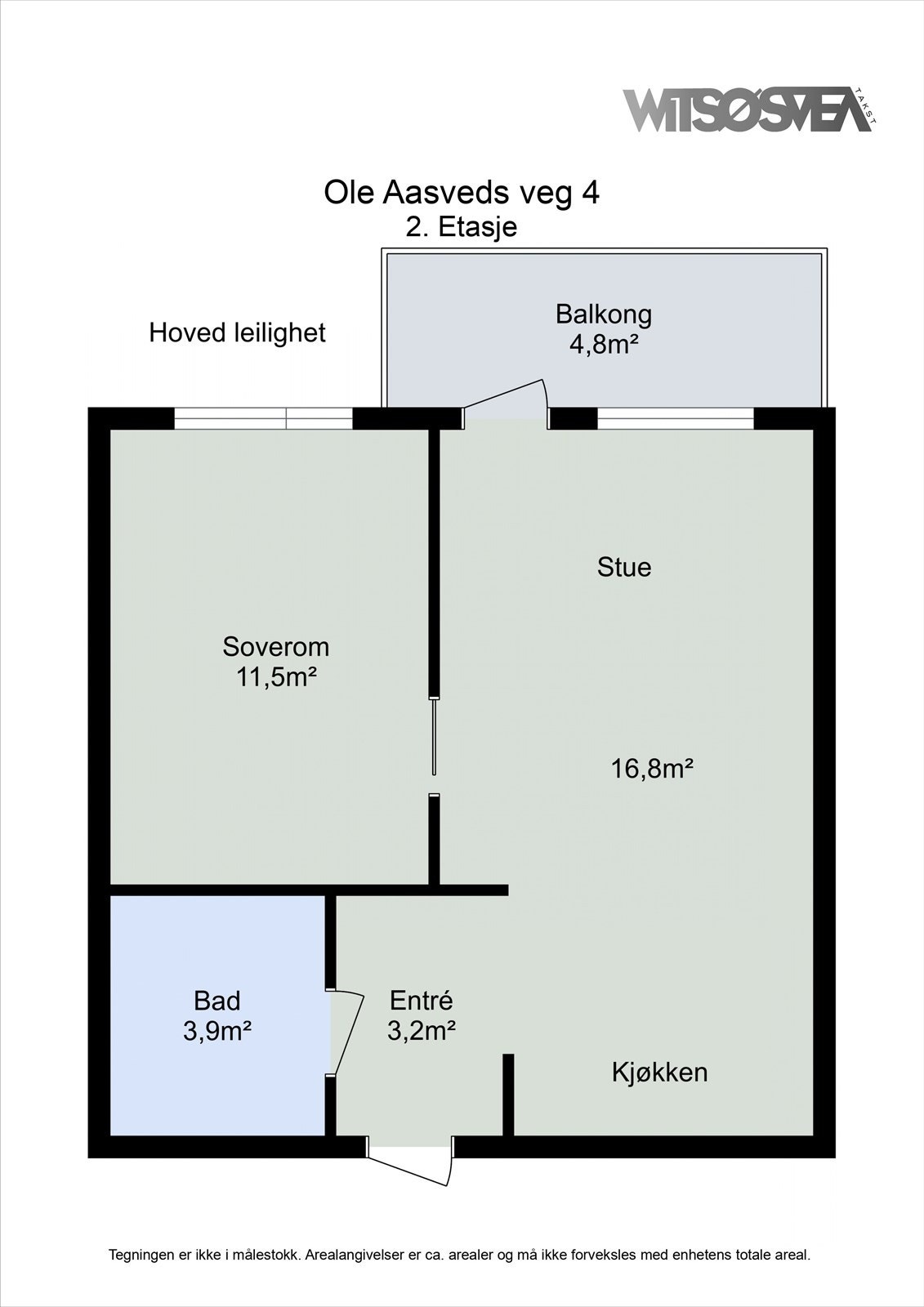 Planskisse hovedleilighet i 2. etasje Galleribilde