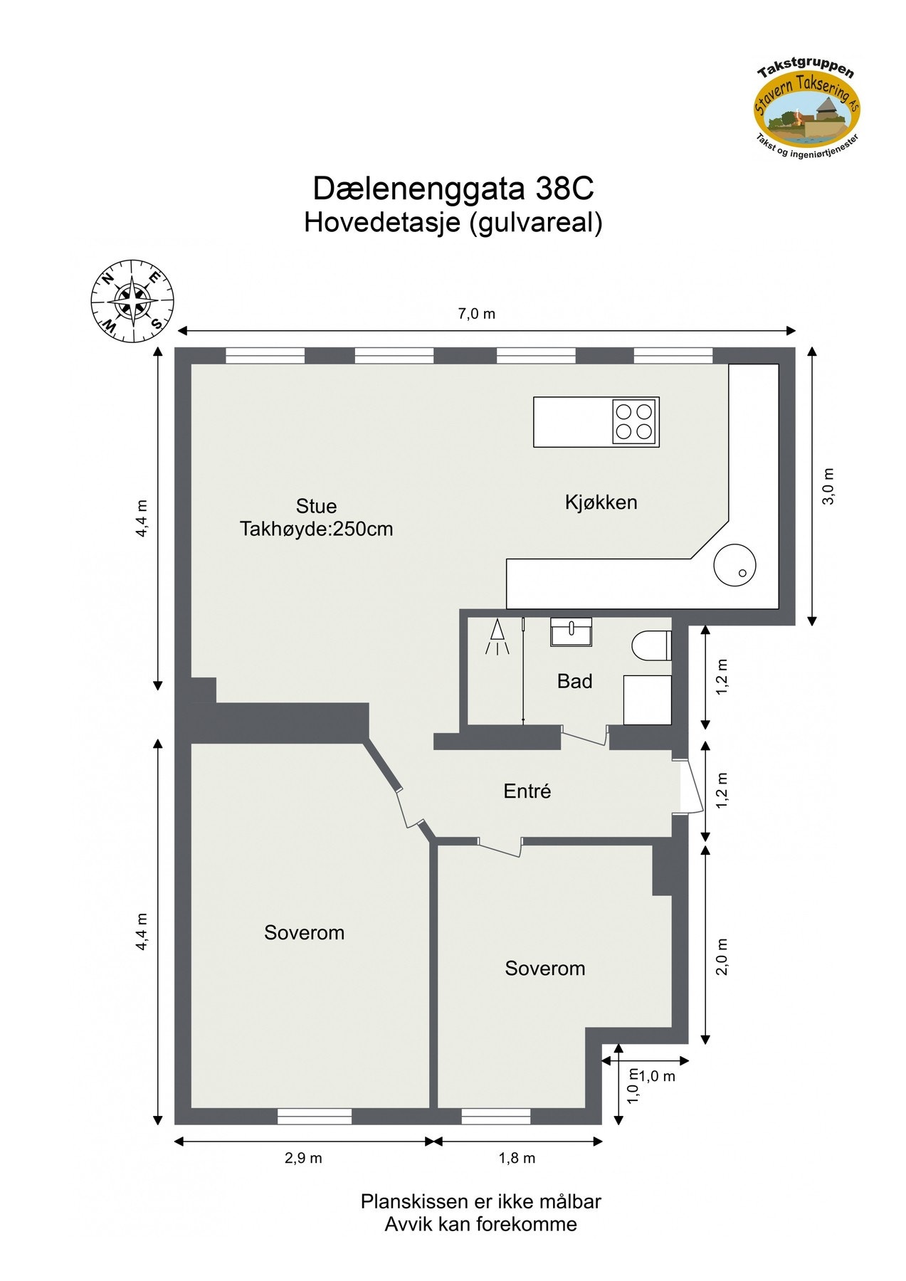 Oppmålt planløsning Galleribilde