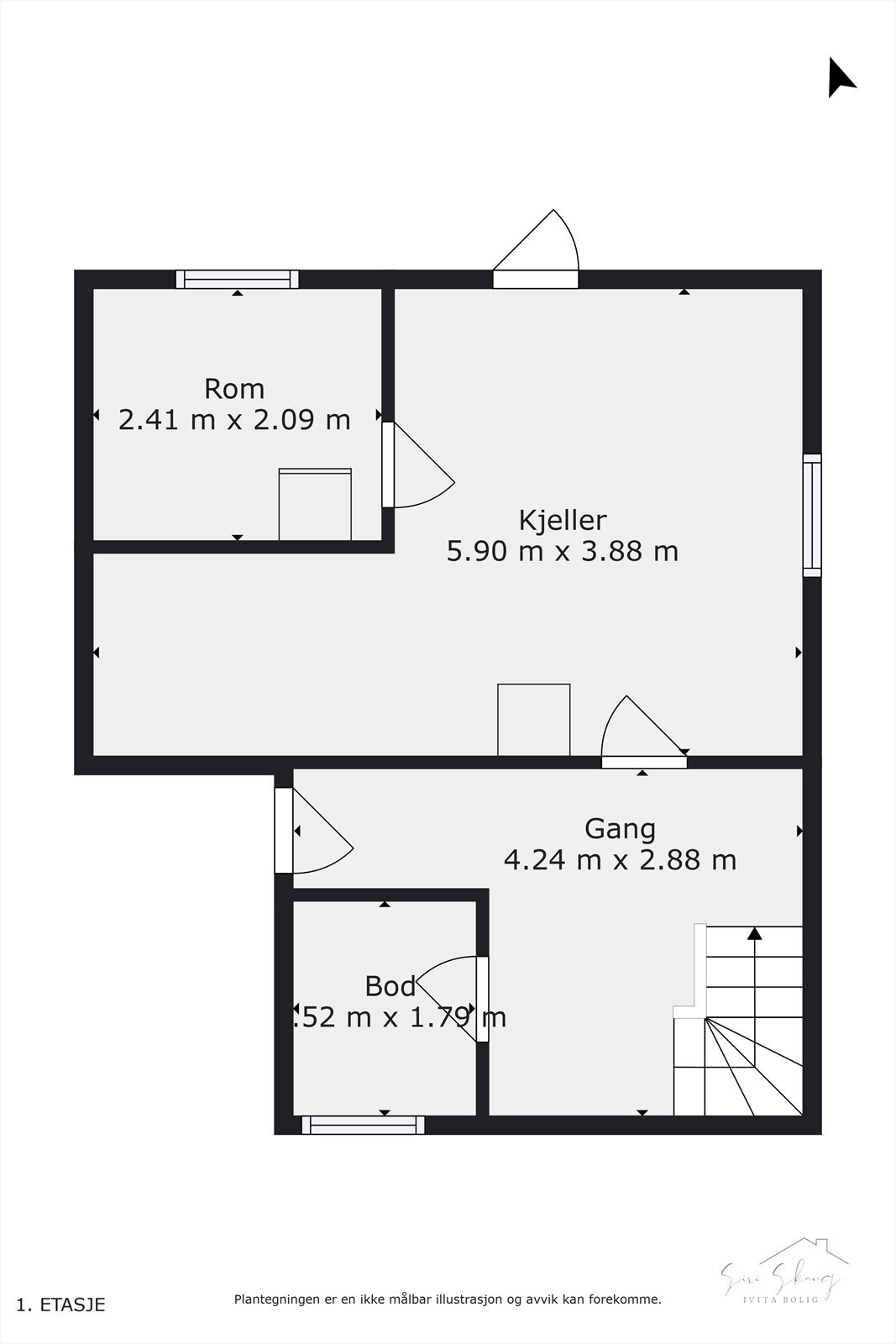 Plantegning i 2D av kjeller. Galleribilde