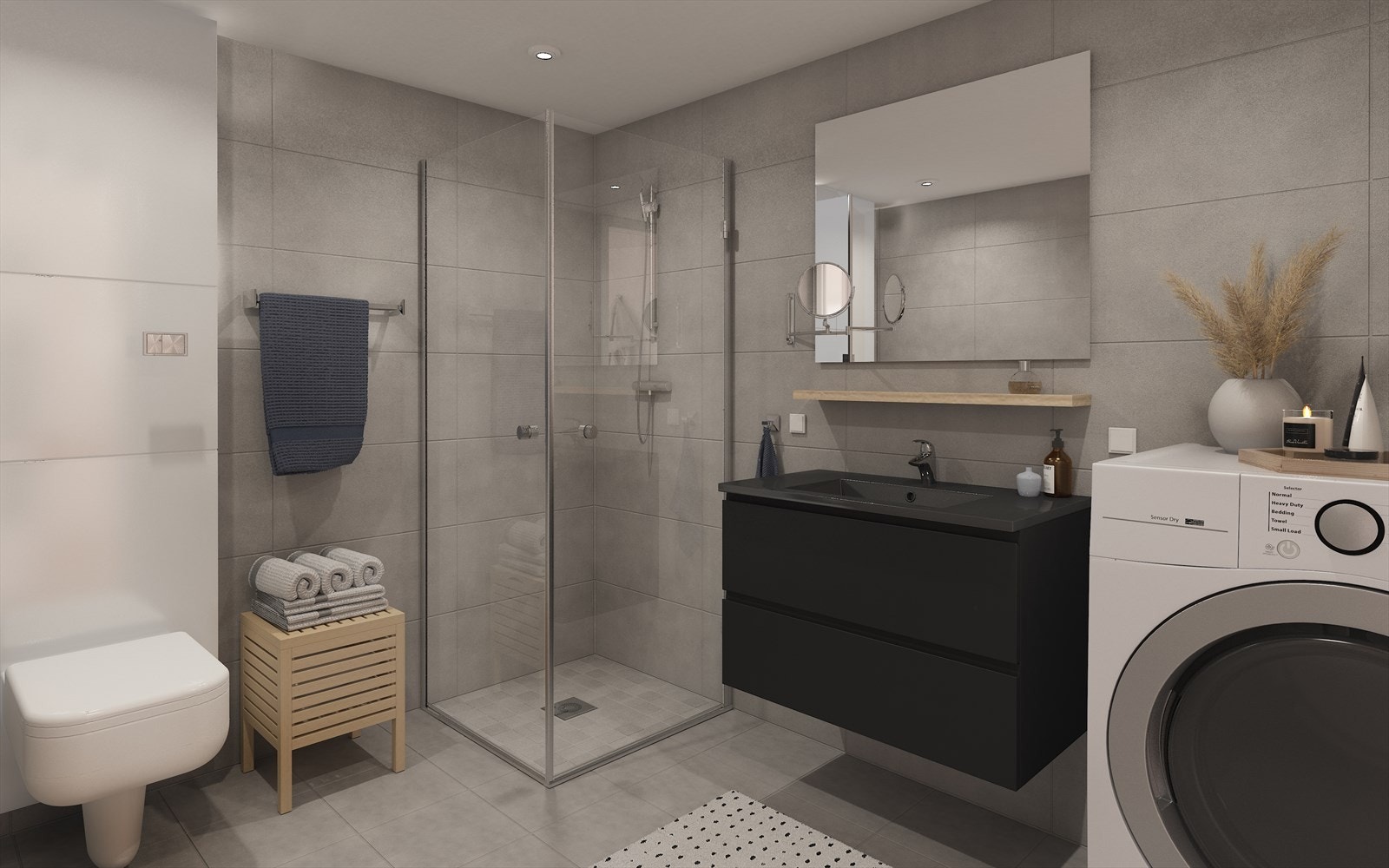 Interiørpakke anden er valgt for denne leiligheten. (illustrasjon av bad. avvik kan forekomme) Galleribilde