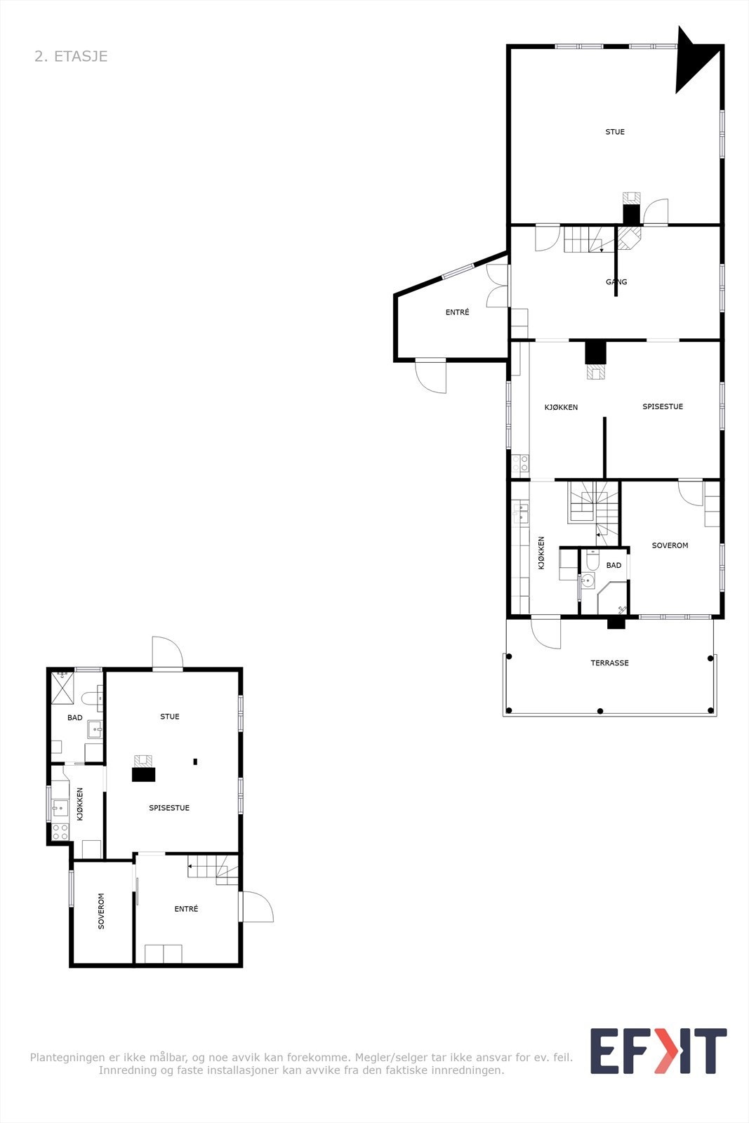 Planskisse - 1. etasje hovedbygning og 1. etasje anneks. Galleribilde