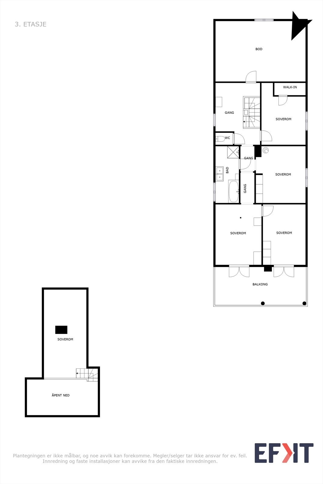 Planskisse - 2. etasje hovedbygning og 2. etasje anneks. Galleribilde