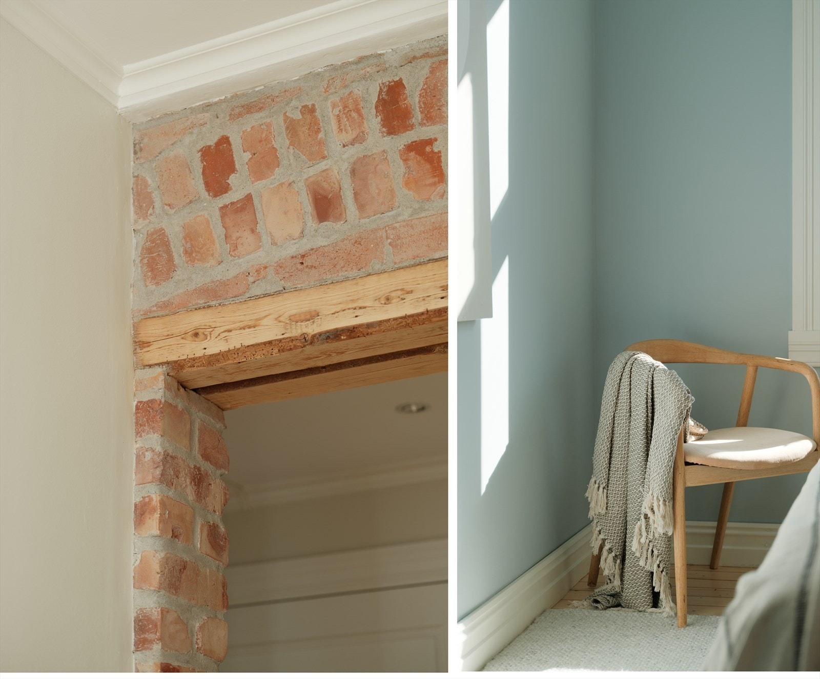 Leiligheten er malt i en delikat fargepalett som passer perfekt mot de rustikke detaljene. Galleribilde