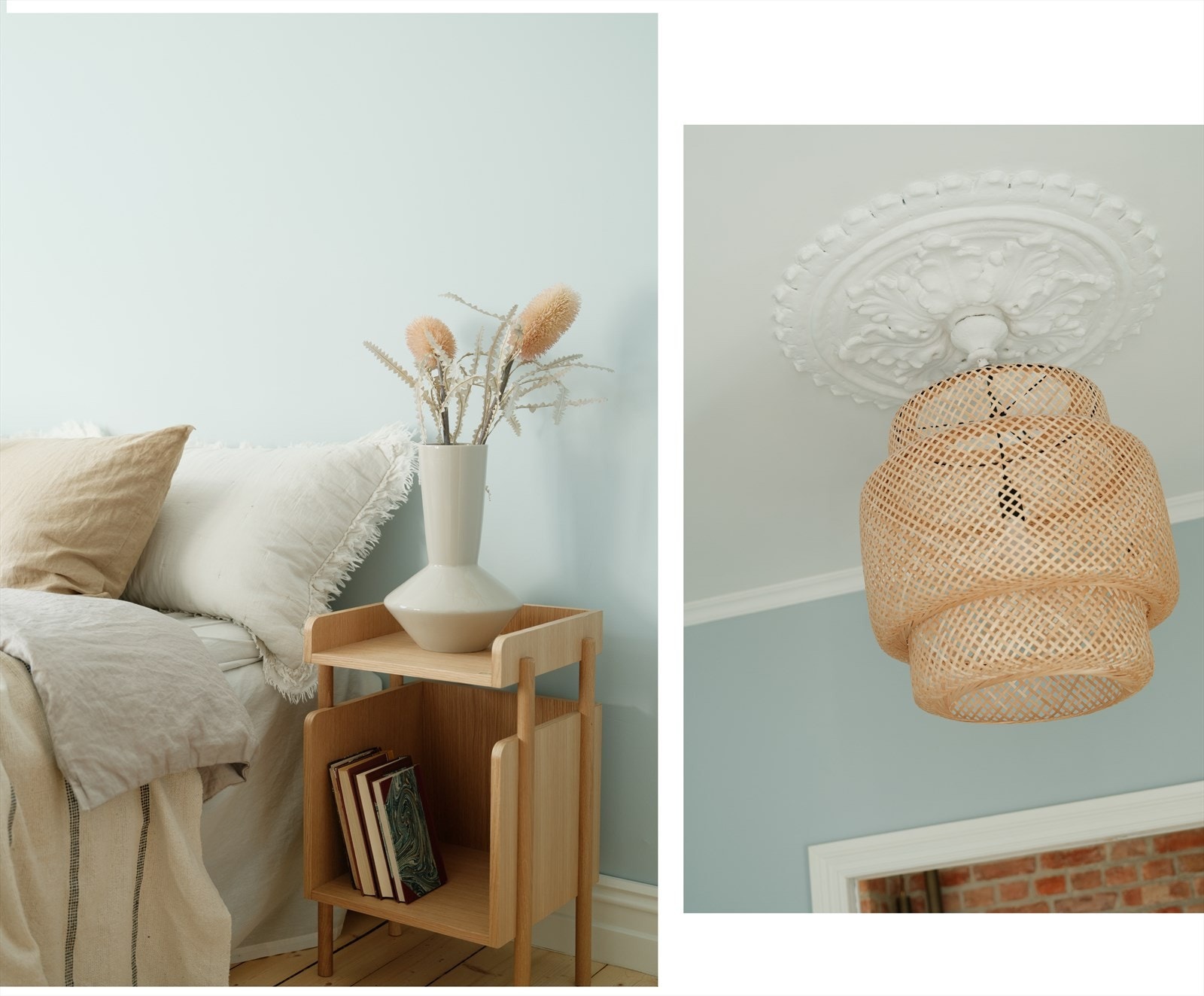 Til og med på soverommet har man vakker rosett i tak. Galleribilde