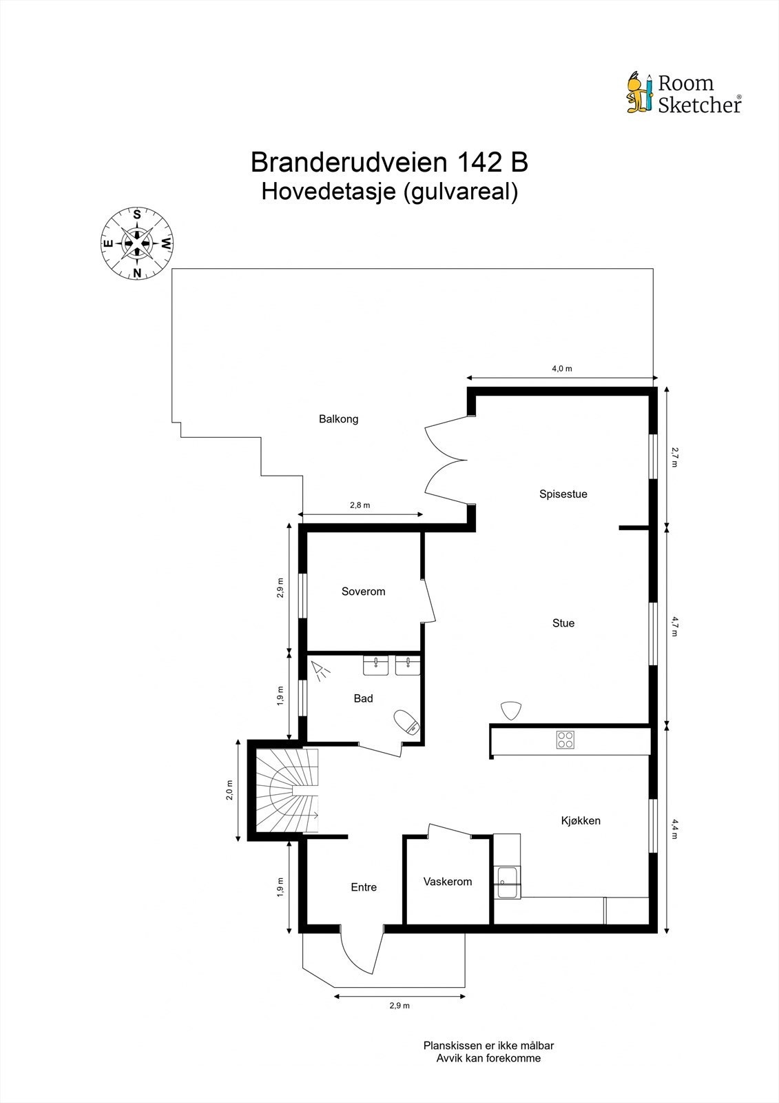 Målsatt plantegning 1. etasje Galleribilde