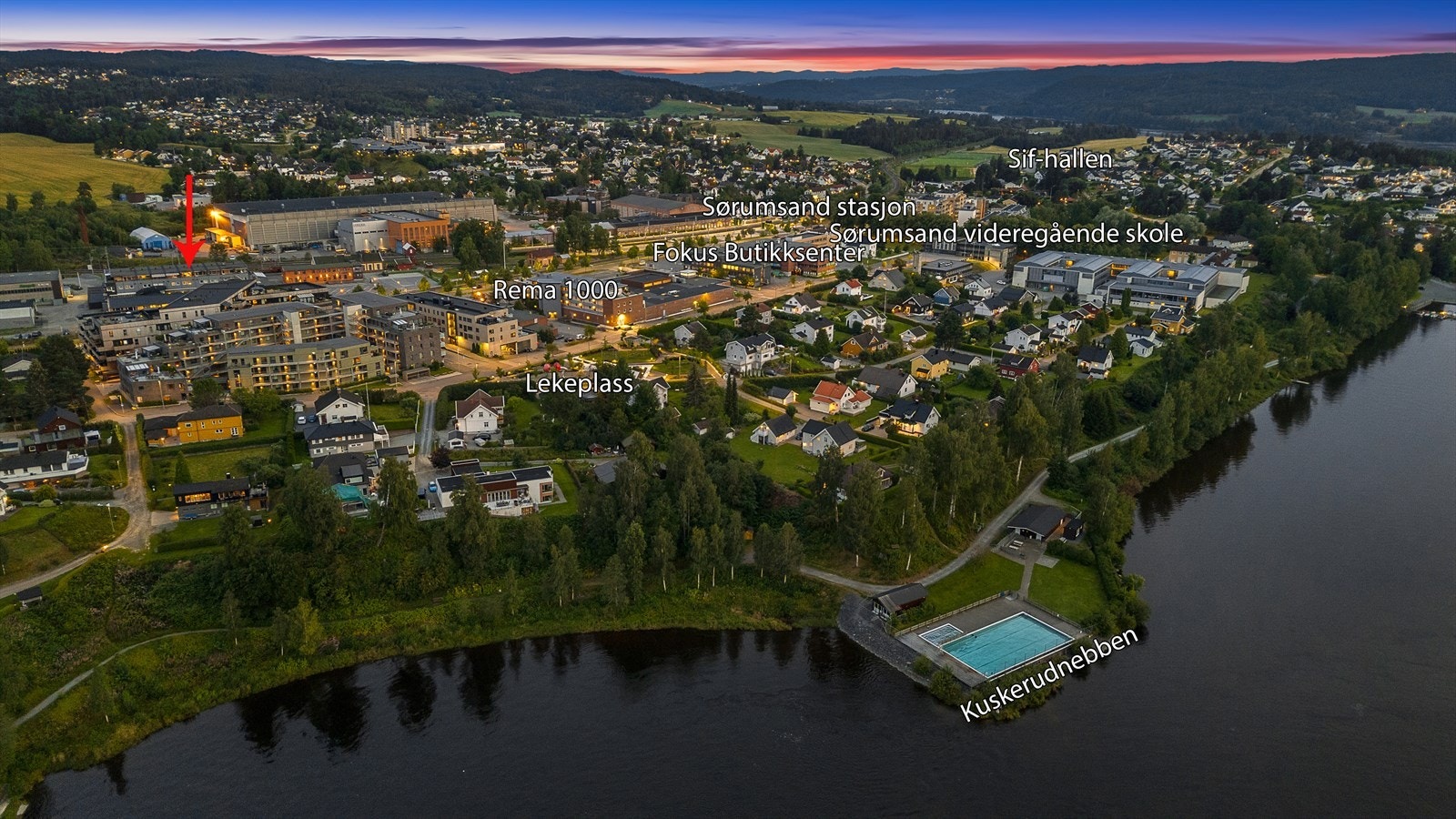 Området byr også på muligheter for hyggelige turer langs Glomma. Kuskerudnebben er et utendørs badeanlegg som holder åpent hele sommeren, med temperert vann, kiosk, garderobe- og dusjanlegg. På andre siden av Glomma er det Bingsfossen! Galleribilde