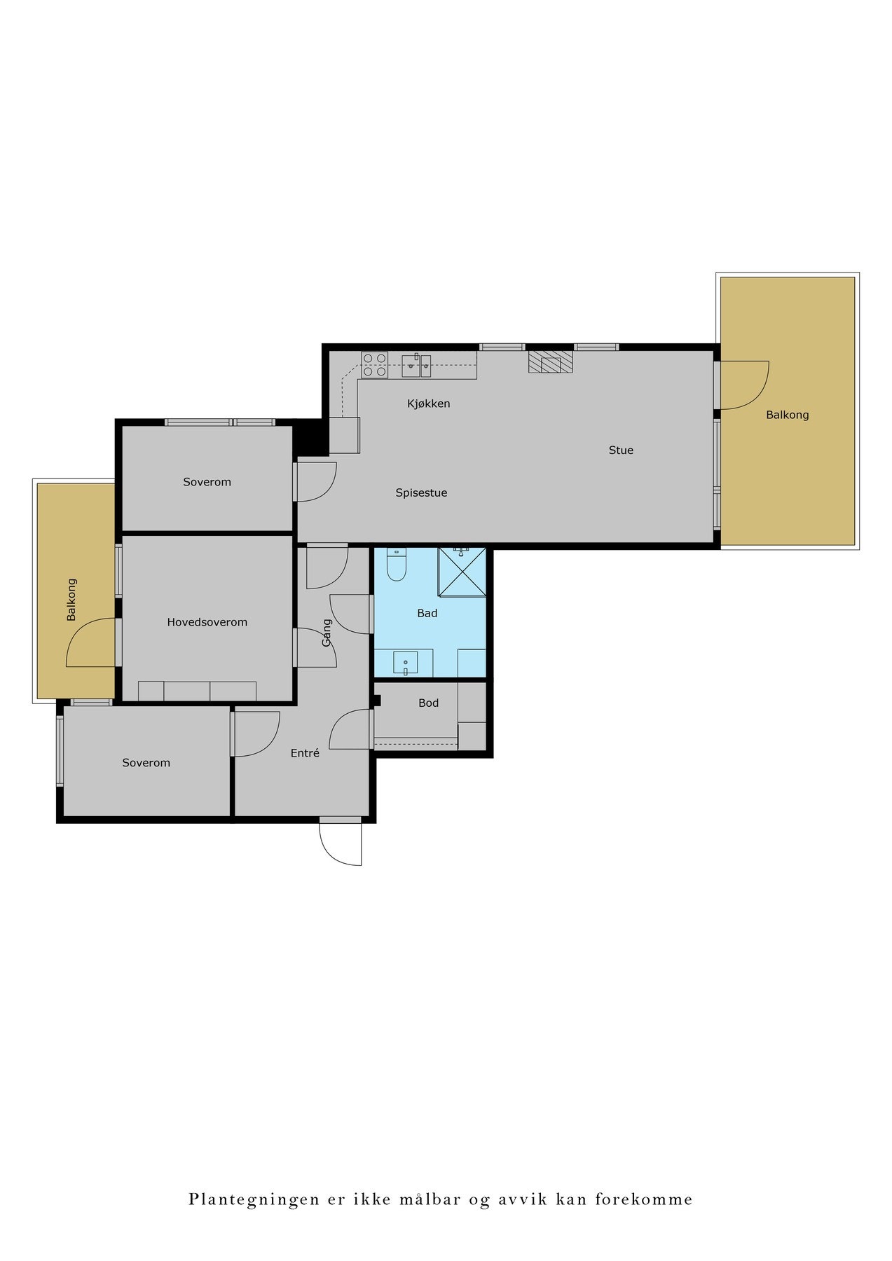 Plantegning - ikke målbar og avvik kan forekomme. Galleribilde