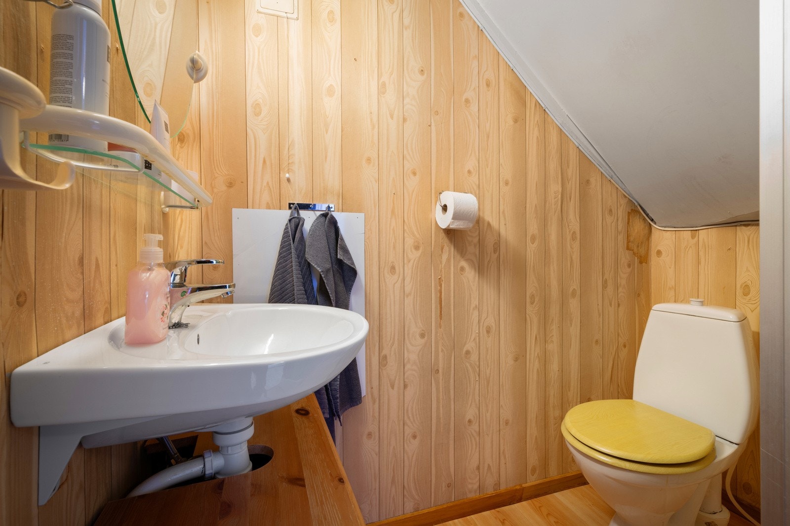 Innredet med dusj og nødvendige fasiliteter Galleribilde