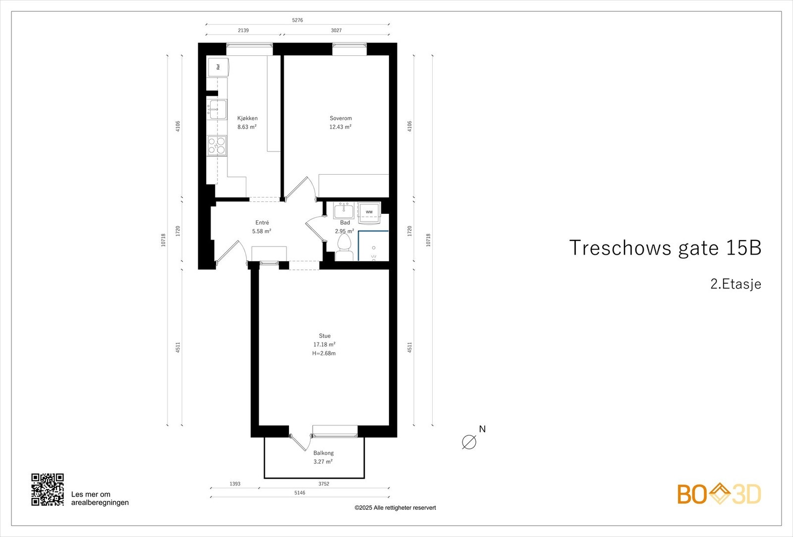 Vi kjører på med boligens planskisse, slik at du får orientert deg litt. I tillegg til leilighetens innvendige arealer disponerer boligen 2 eksterne boder. Galleribilde