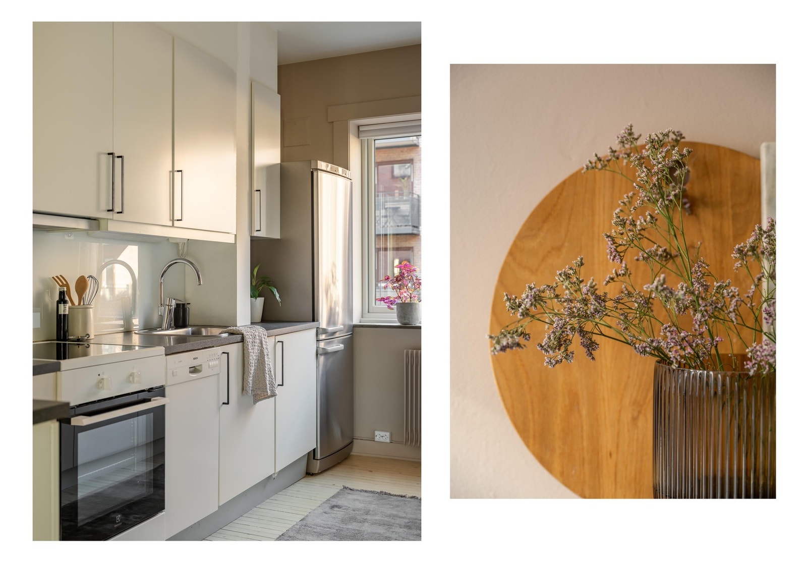 Innredningen fra 2010 består av hvite, slette fronter. I 2024 ble det satt inn ny komfyr. Galleribilde