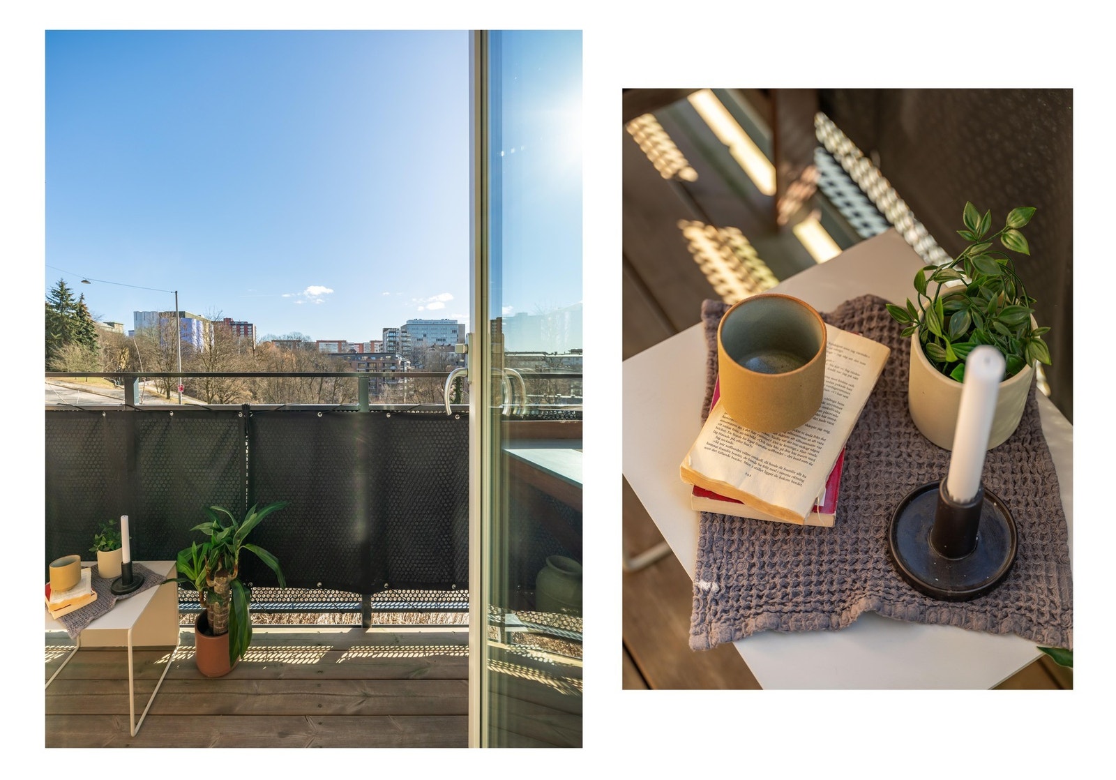 Balkongen vender mot sørøst, har ingen store bygg rett utenfor. Galleribilde