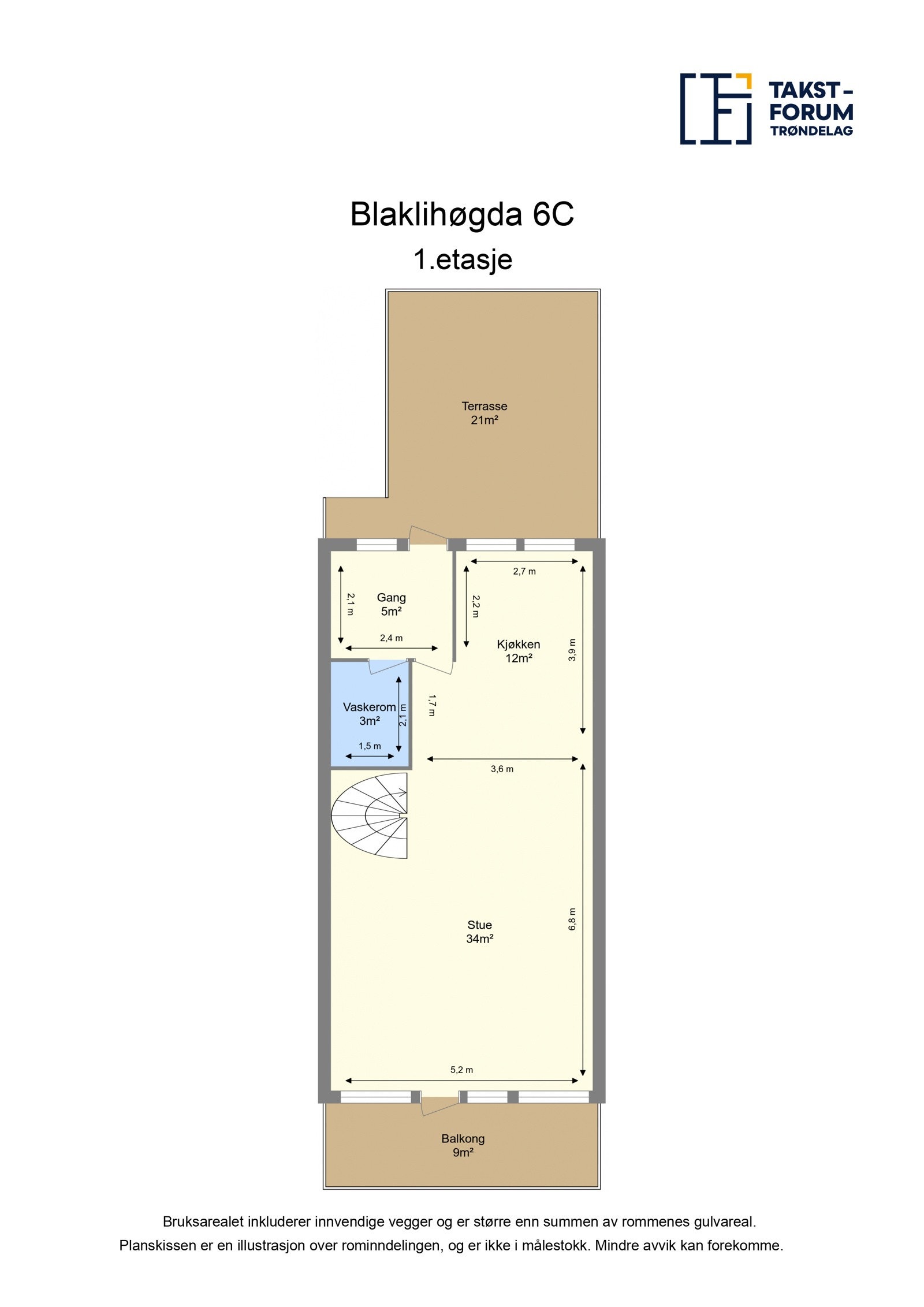 Planskisse med arealer fra takstmann, 1. etasje. Galleribilde