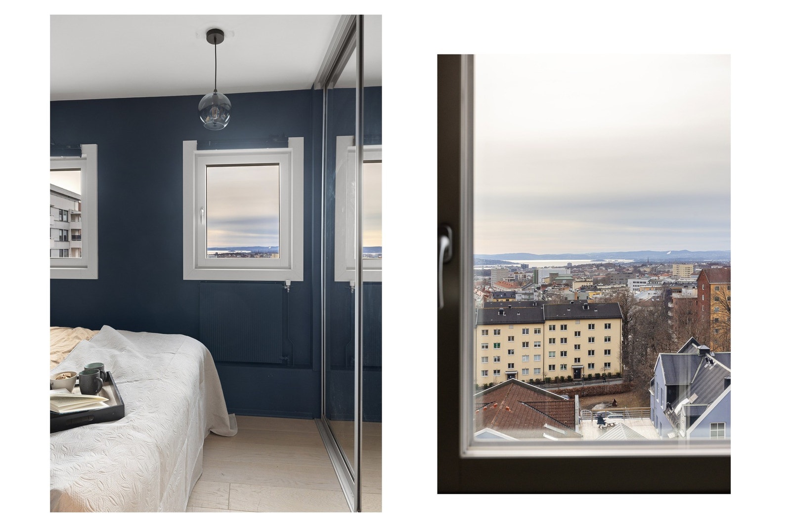 Kortsiden av soverommet har takhøy skyvedørsgarderobe. Galleribilde