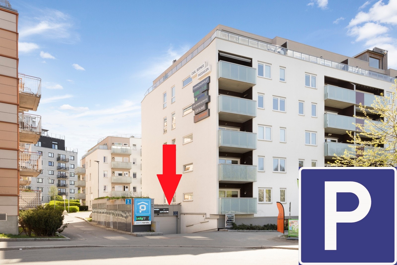 KUN 1 stk fast parkeringsplass igjen i oppvarmet garasjeanlegg med innkjøring fra Sinsenveien 3. Galleribilde