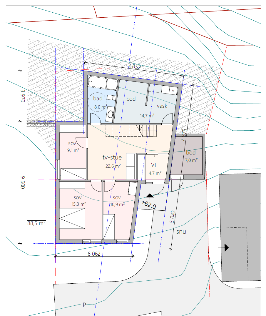 Plantegning 1.etg. Galleribilde
