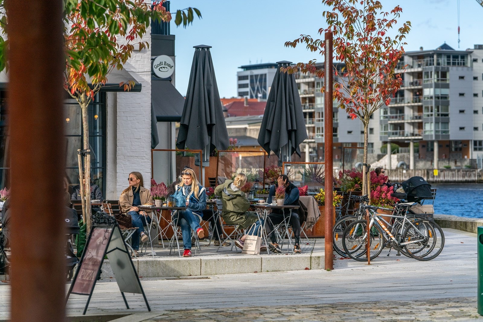 - Godt Brød ligger rett ved Bryggekanten, her kan du nyte en herlige bakevarer i tillegg til at det serveres italiensk pizza - Galleribilde