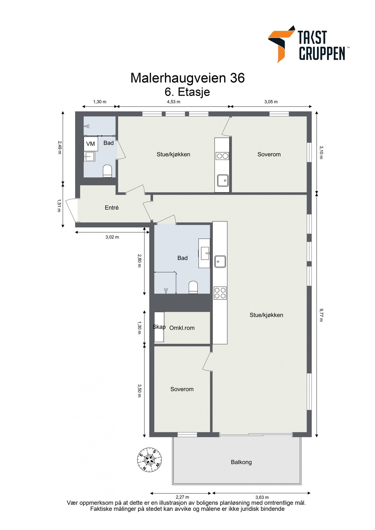 Plantegning - Leiligheten ligger i 6. etasje. Galleribilde