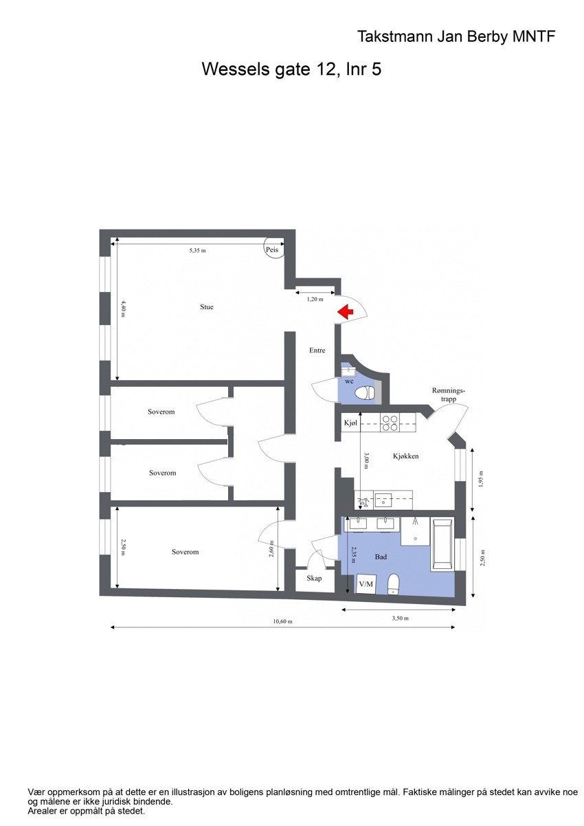 Alternativ Plantegning - med 3 soverom Galleribilde