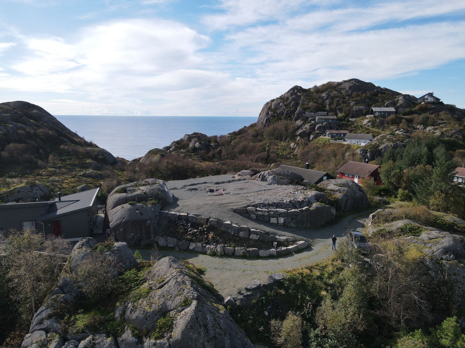 Tomten ligger ferdig planert med nydelig utsikt over storhavet. . Byggearbeider kan igangsettes Galleribilde