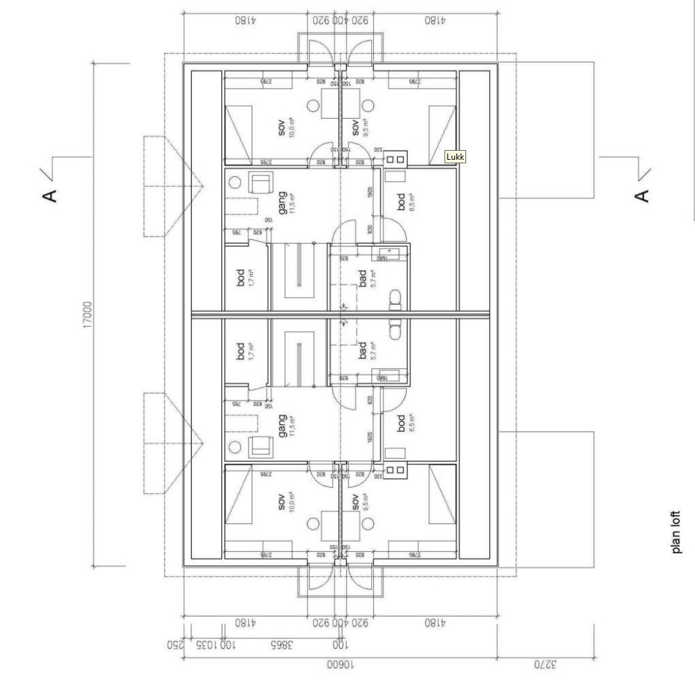 Plantegning loft. Galleribilde