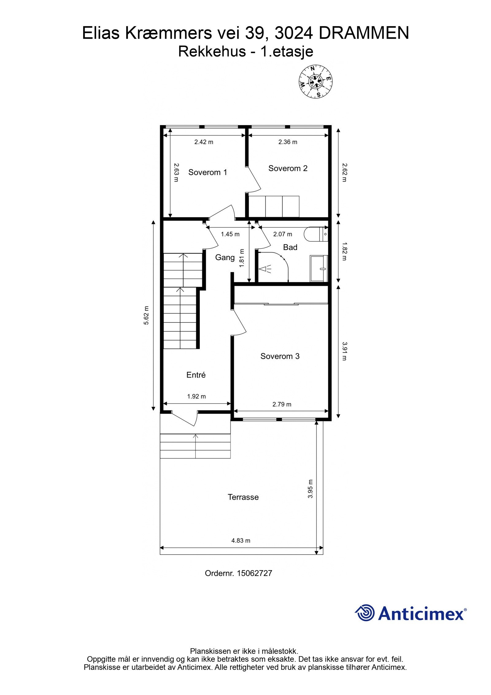 Målsatt plantegning 1. etasje Galleribilde