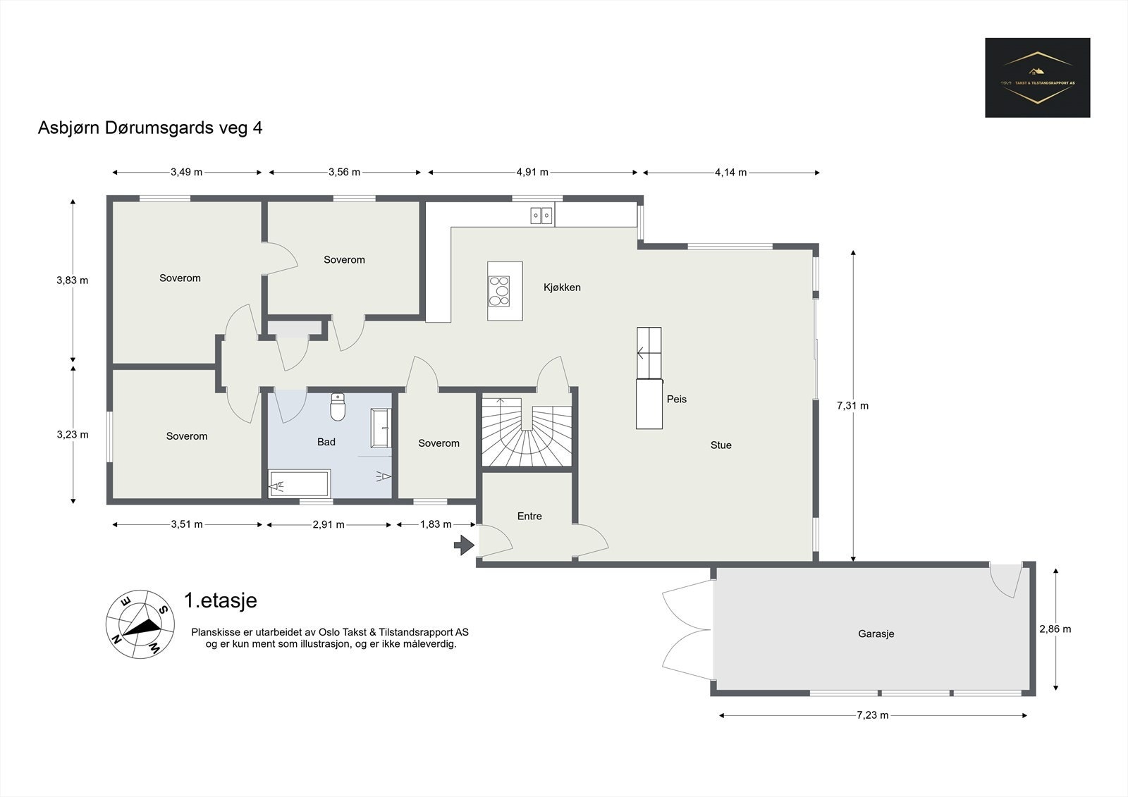 Planskisse - Asbjørn Dørumsgards veg 4 - 1. Etasje. Galleribilde