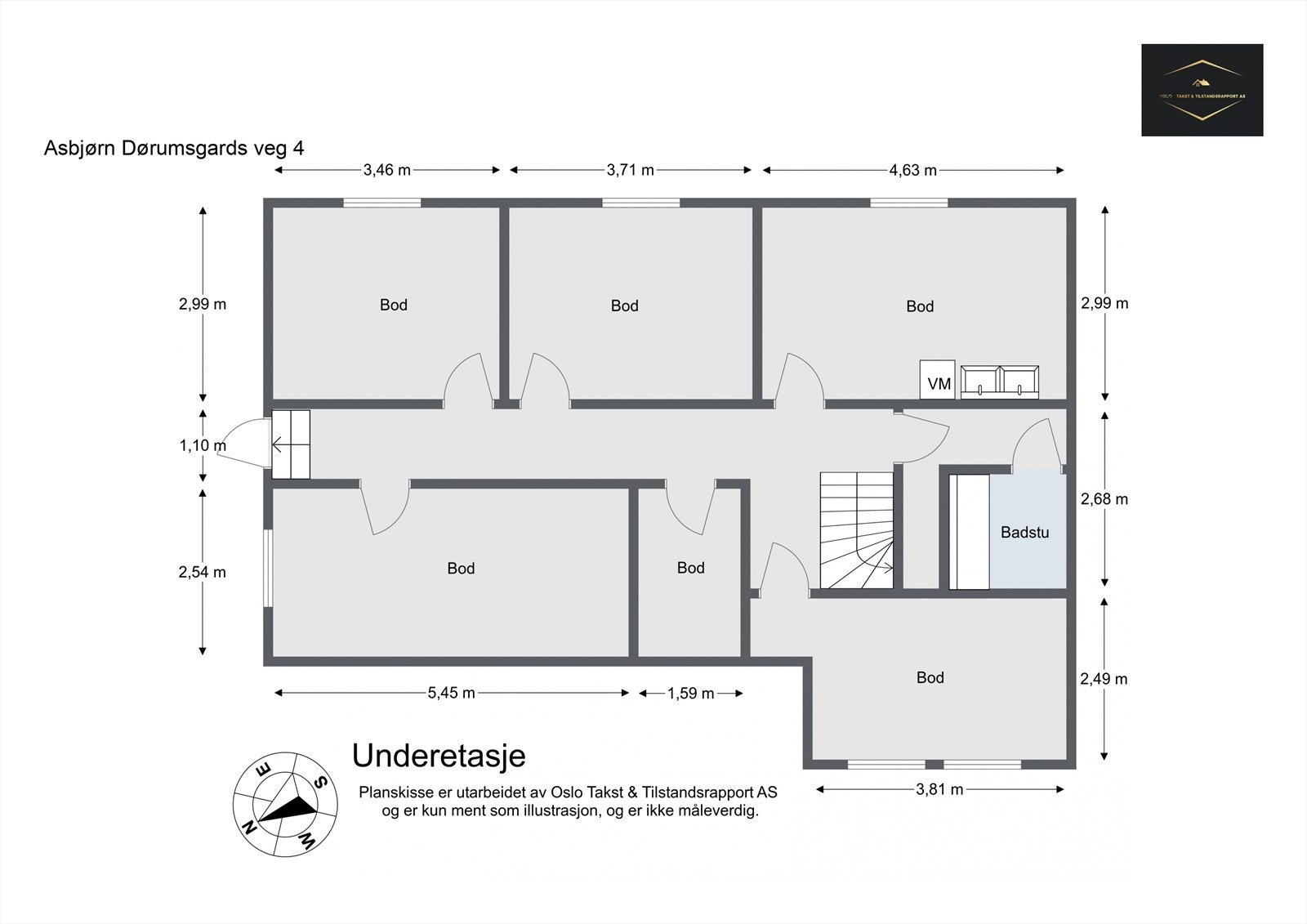 Planskisse - Asbjørn Dørumsgards veg 4 - Underetasje. Galleribilde