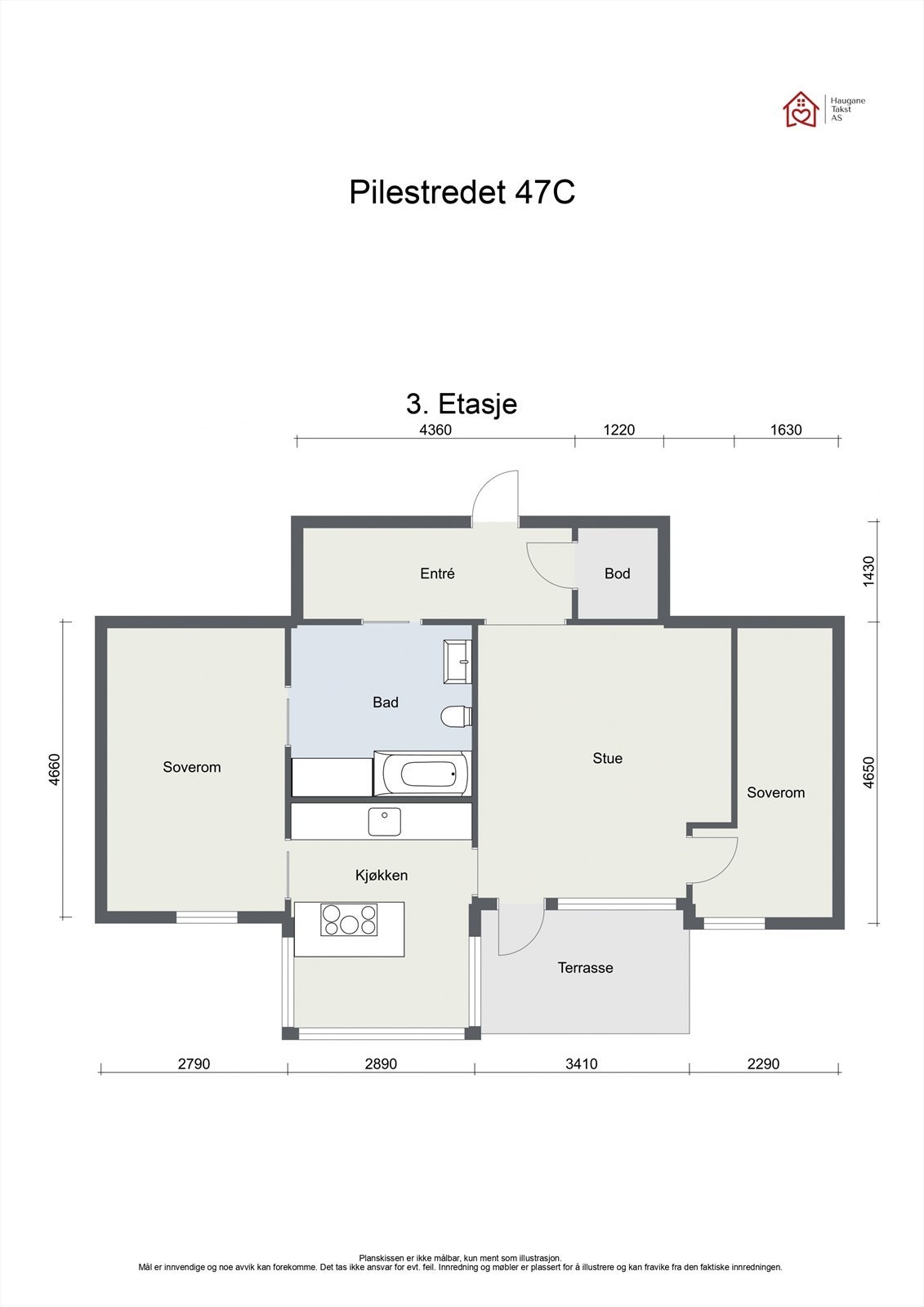 Plantegning - Pilestredet 47C - 3. Etasje Galleribilde