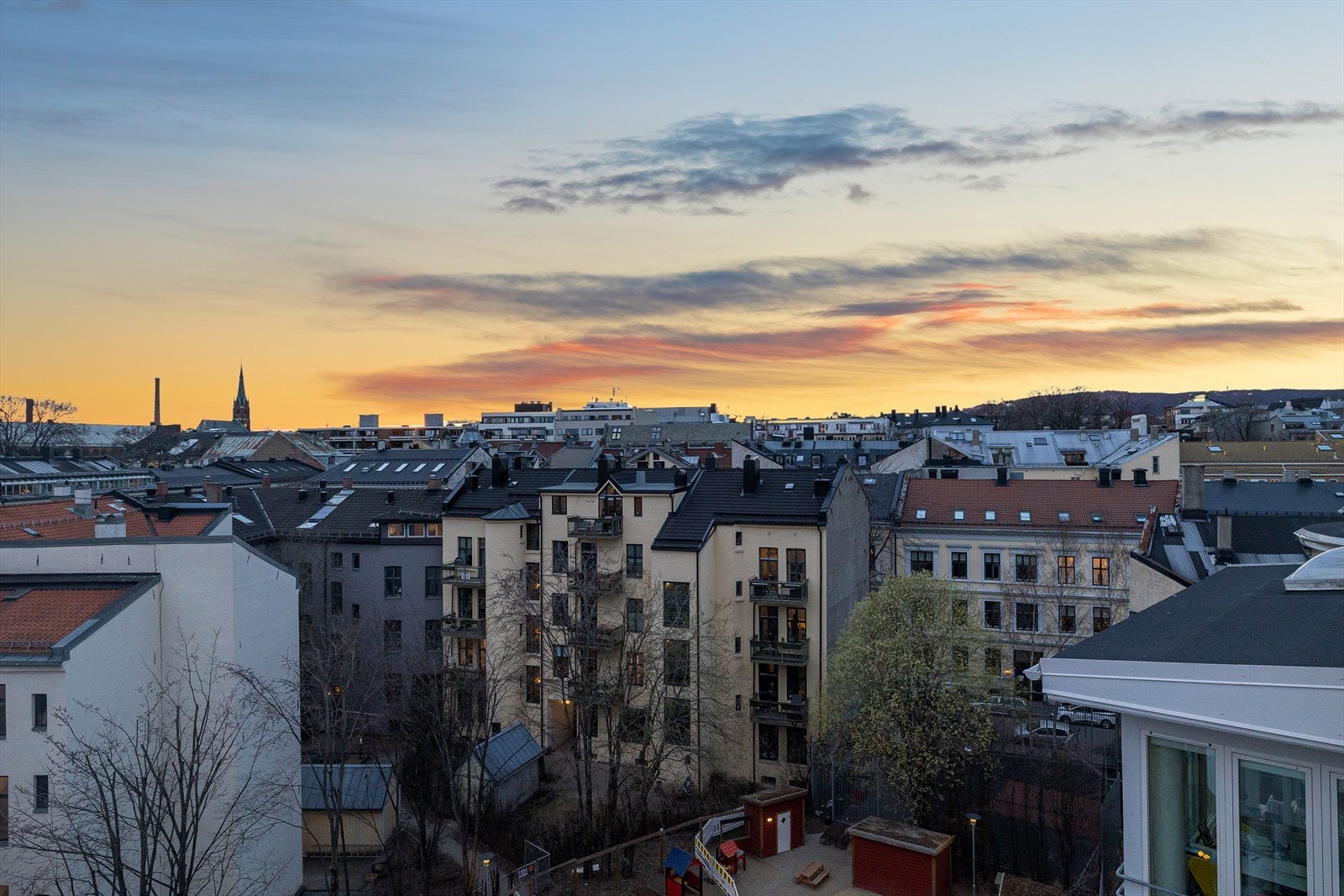 Utsikt fra felles takterrasse. Galleribilde