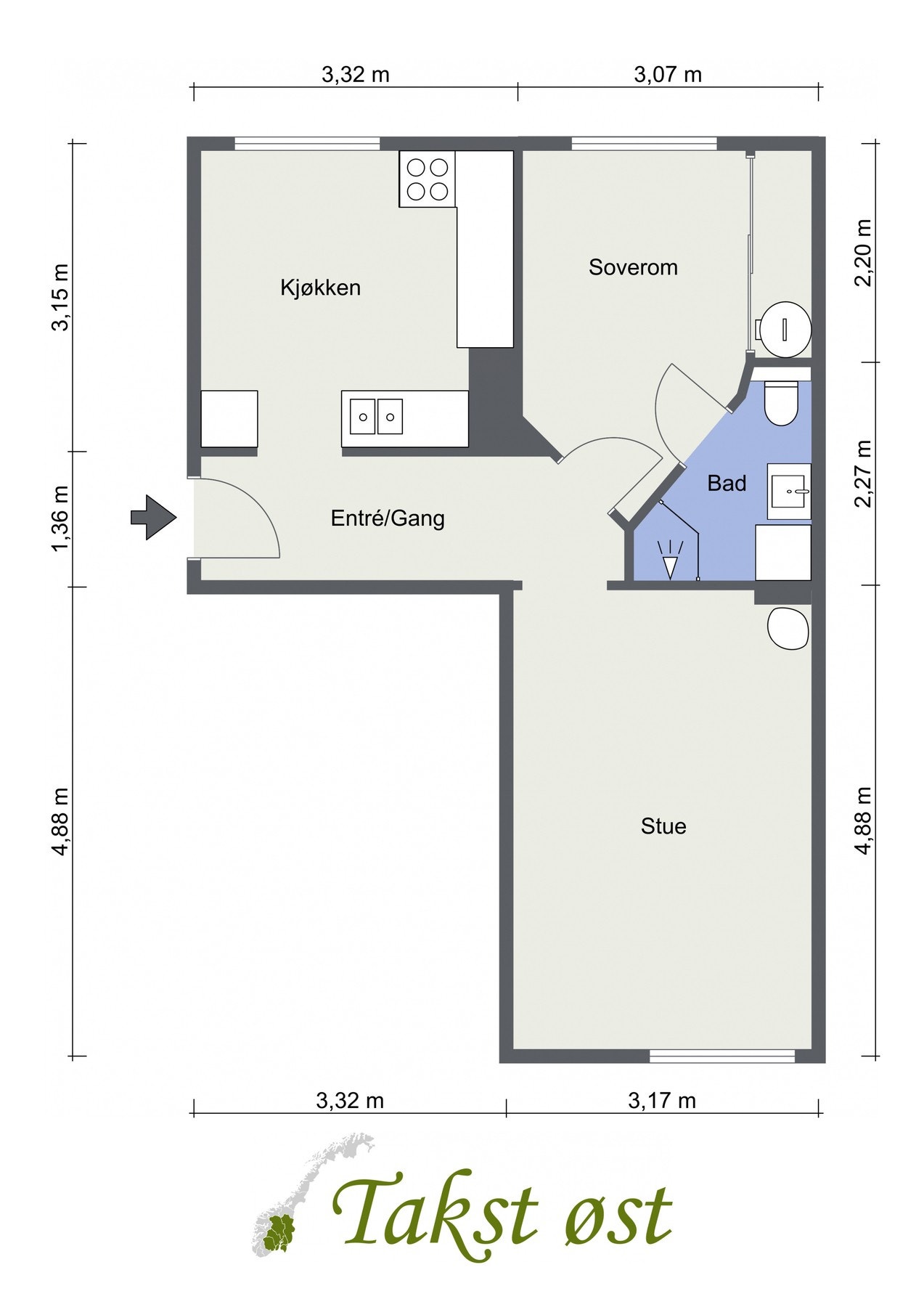 Vi kjører på med leilighetens planskisse, slik at du får orientert deg litt - avvik kan forekomme. Galleribilde