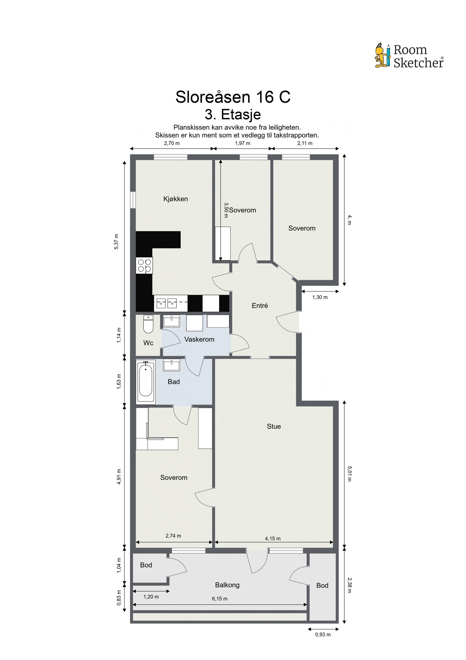 Leiligheten disponerer noe plass i felles bod i 1. etg til sykler. Galleribilde