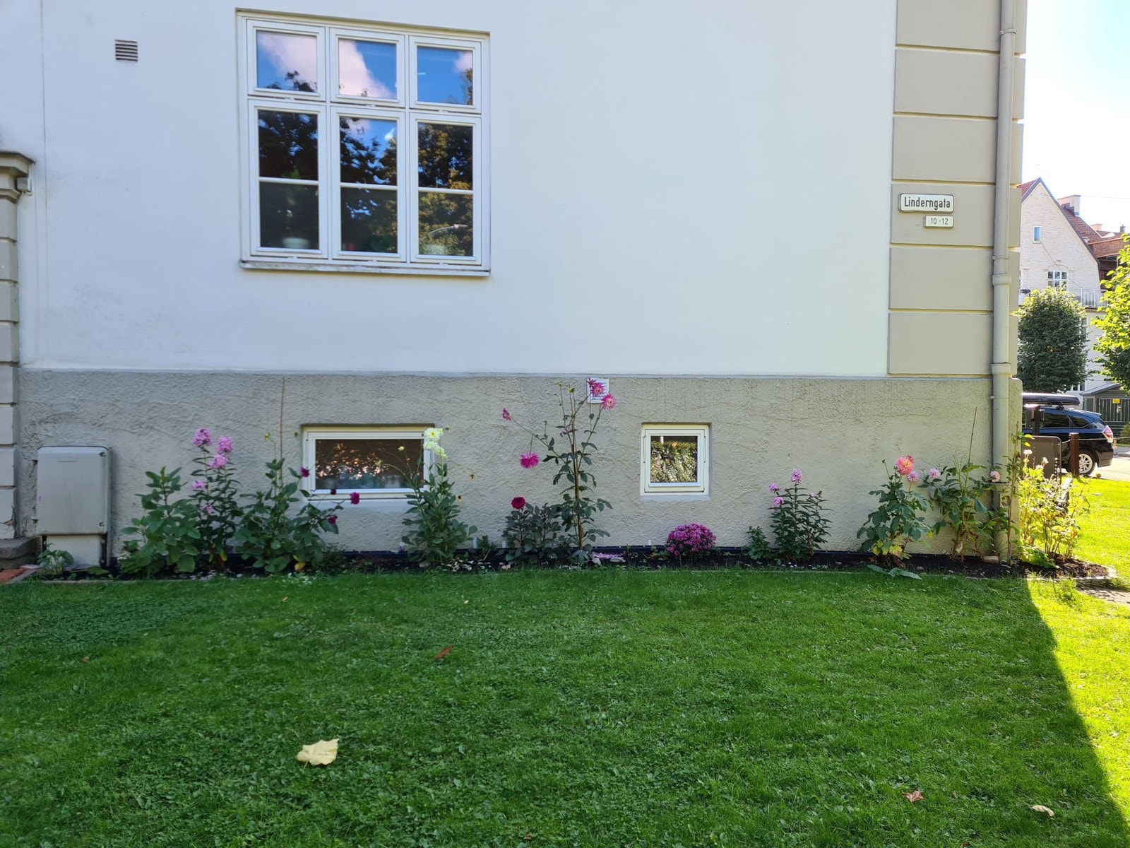 Selgers bilde og ord: "Blomsterbedet har vært vårt lille pusterom, et sted å pusle og se ting spire og gro. Rett utenfor døren har vi plukket markjordbær og bringebær, og hver sommer har vi laget aroniasaft av bærene i hekken." Galleribilde