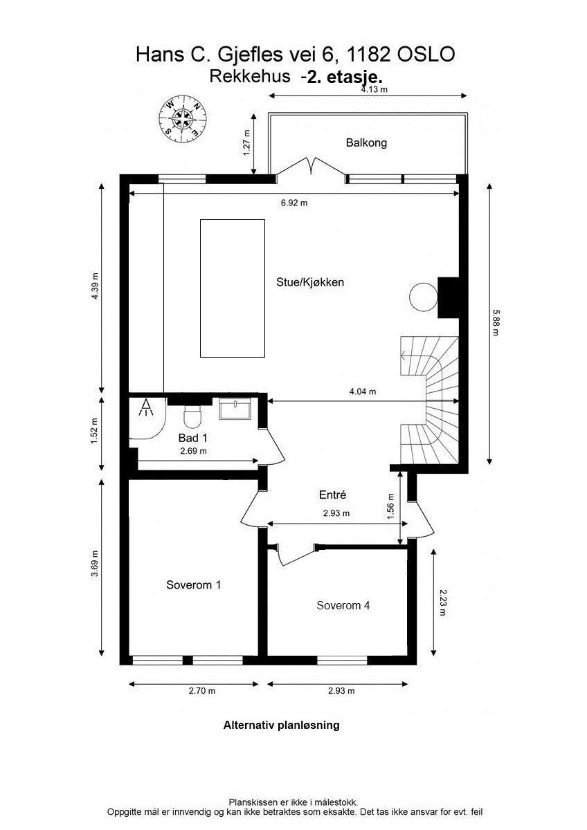 Alternativ plantegning 2. etasje - 4 soverom Galleribilde