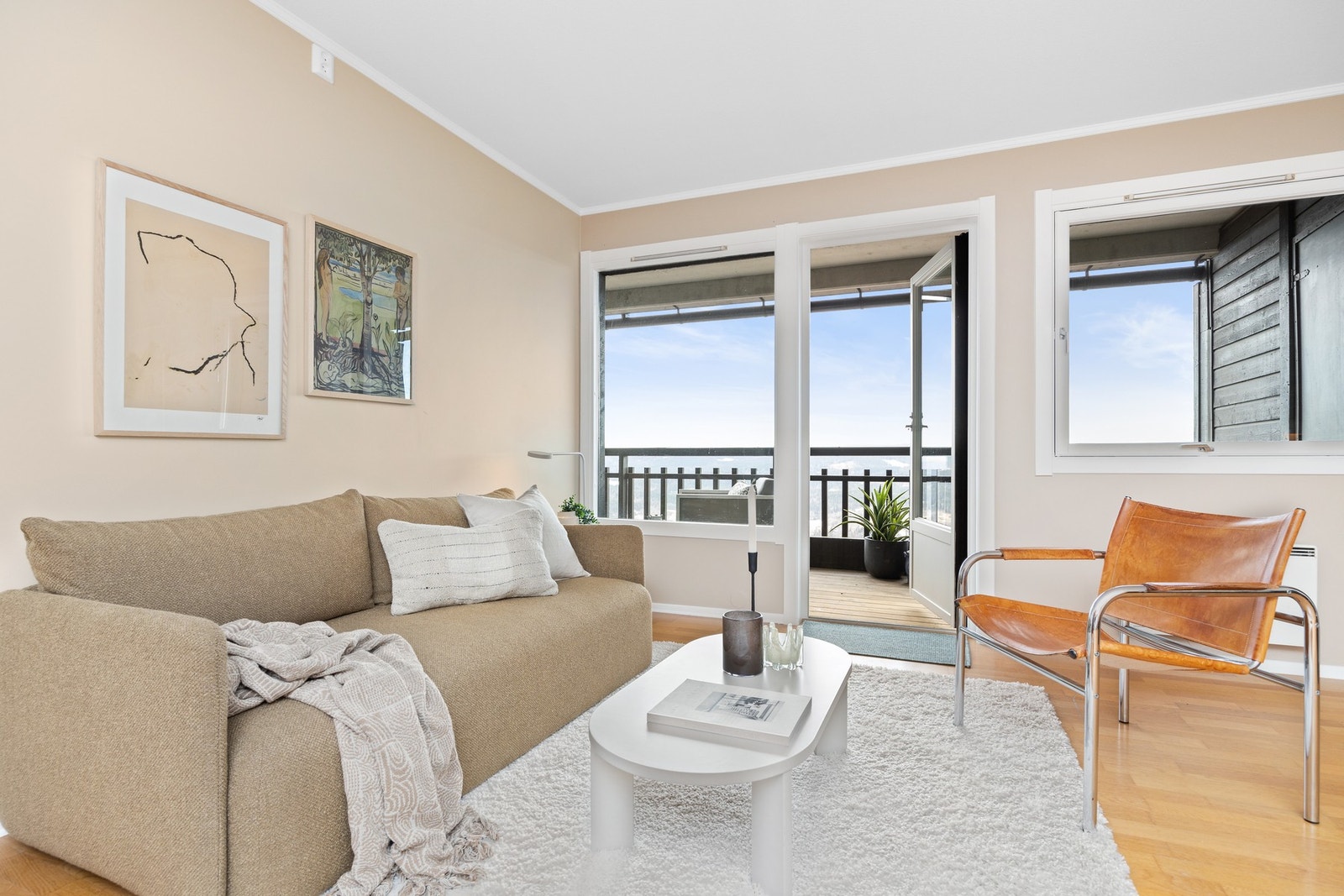 Lys stue med utgang til terrasse på 11 m2. Galleribilde