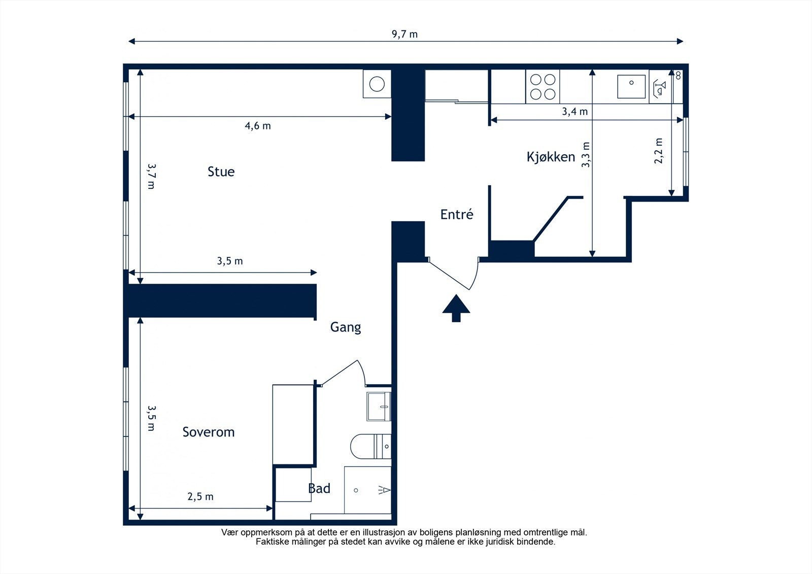 Plantegning - Leiligheten har en fin beliggenhet i en høy første etasje. Leiligheten disponerer i tillegg to kjellerboder på hhv. 8 og 3 m Galleribilde