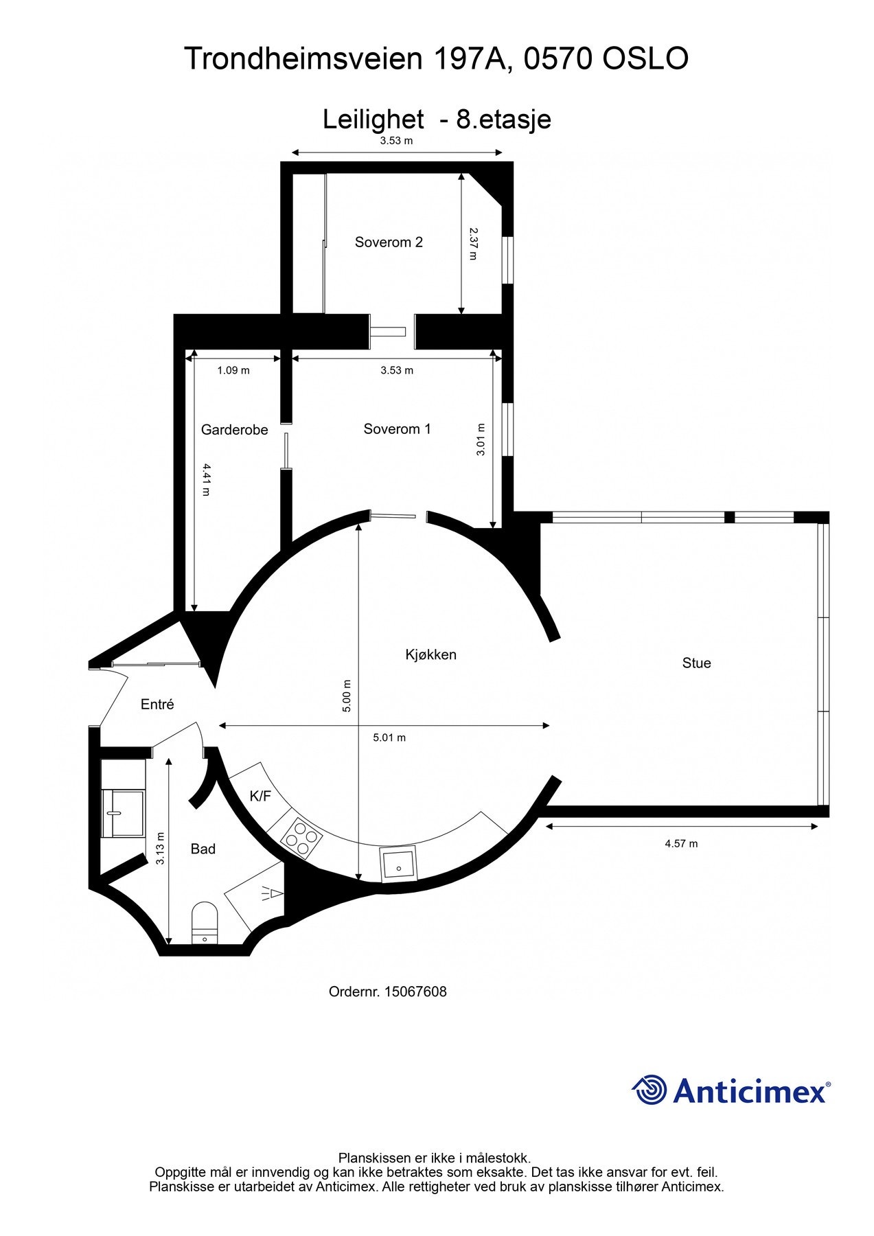 Plantegning. Leiligheten disponerer i tillegg kjellerbod. Det er også mulighet for garasjeleie/kjøp. Galleribilde