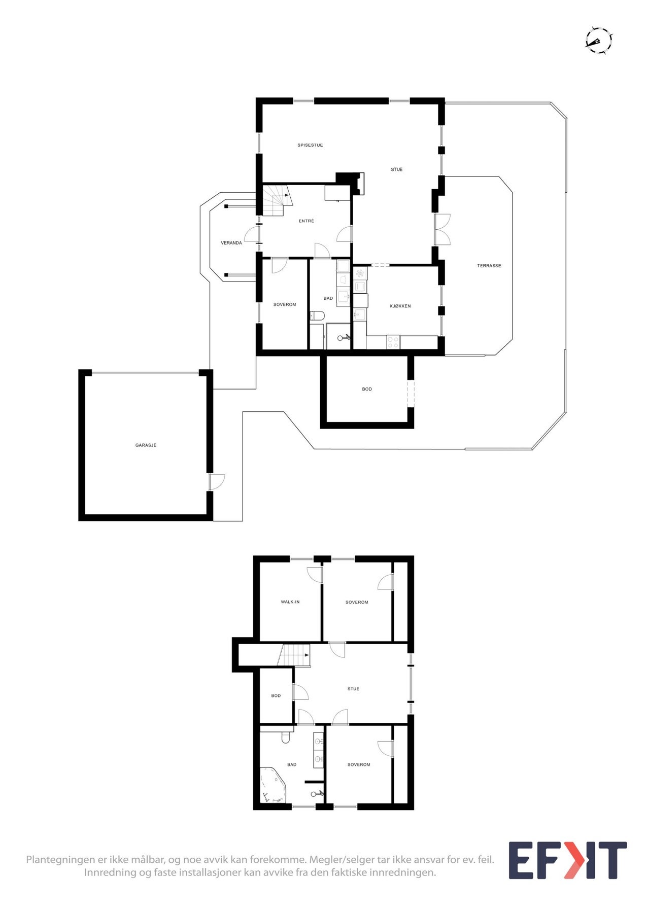 Plantegning som viser begge etasjer. Galleribilde