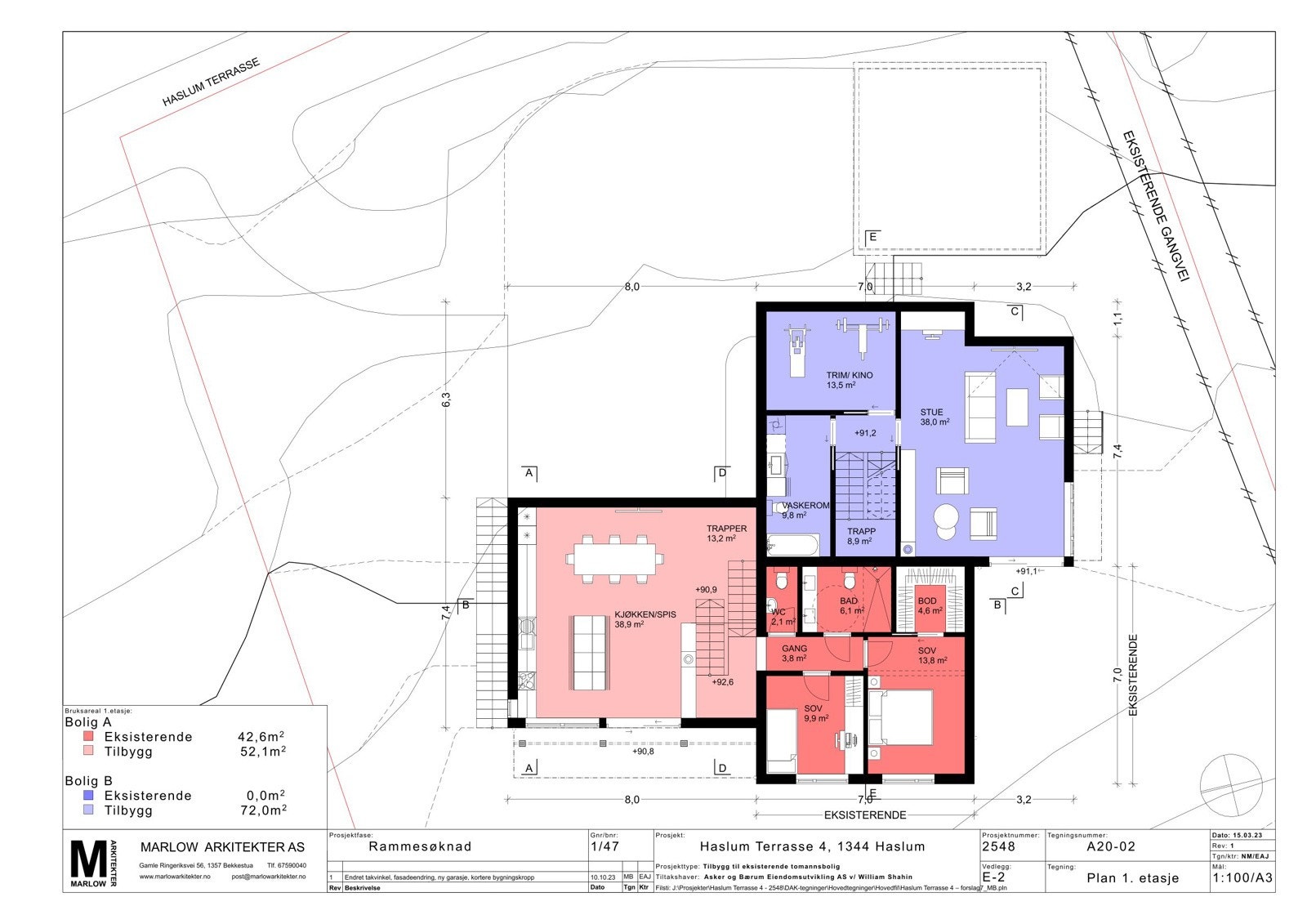 Plantegning 1. etg.- rammetillatelsen Galleribilde