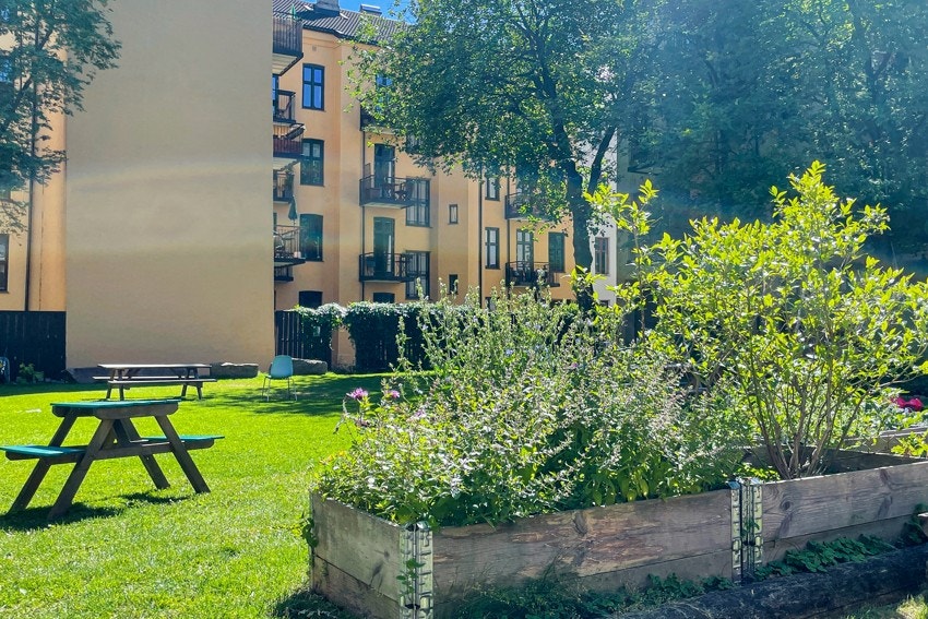 - Det er egen hagegruppe som passer på at bakgården fremstår representativ til enhver tid - Galleribilde