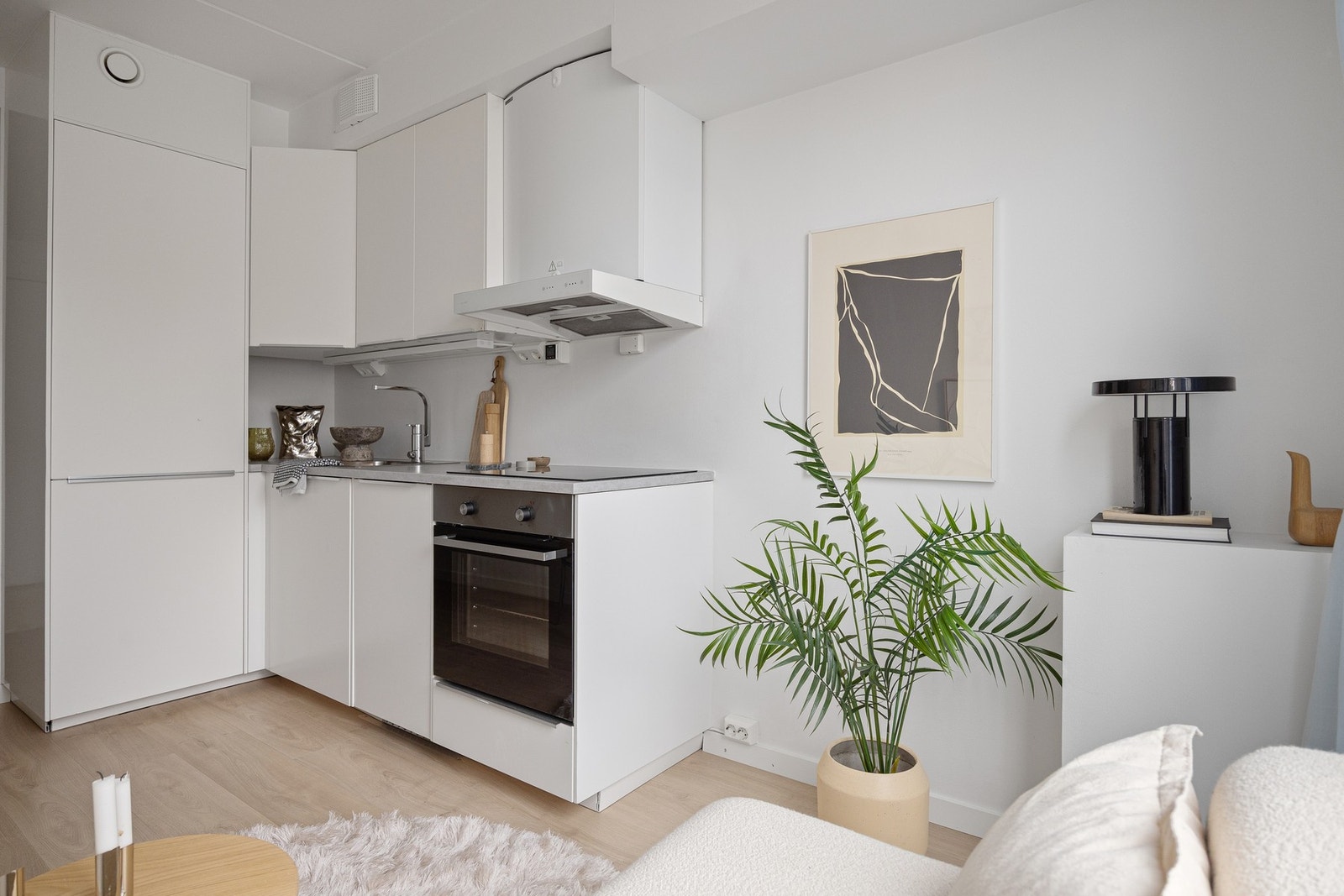 Her er det plass for sofa med tilhørende møblement og spisebord. Galleribilde