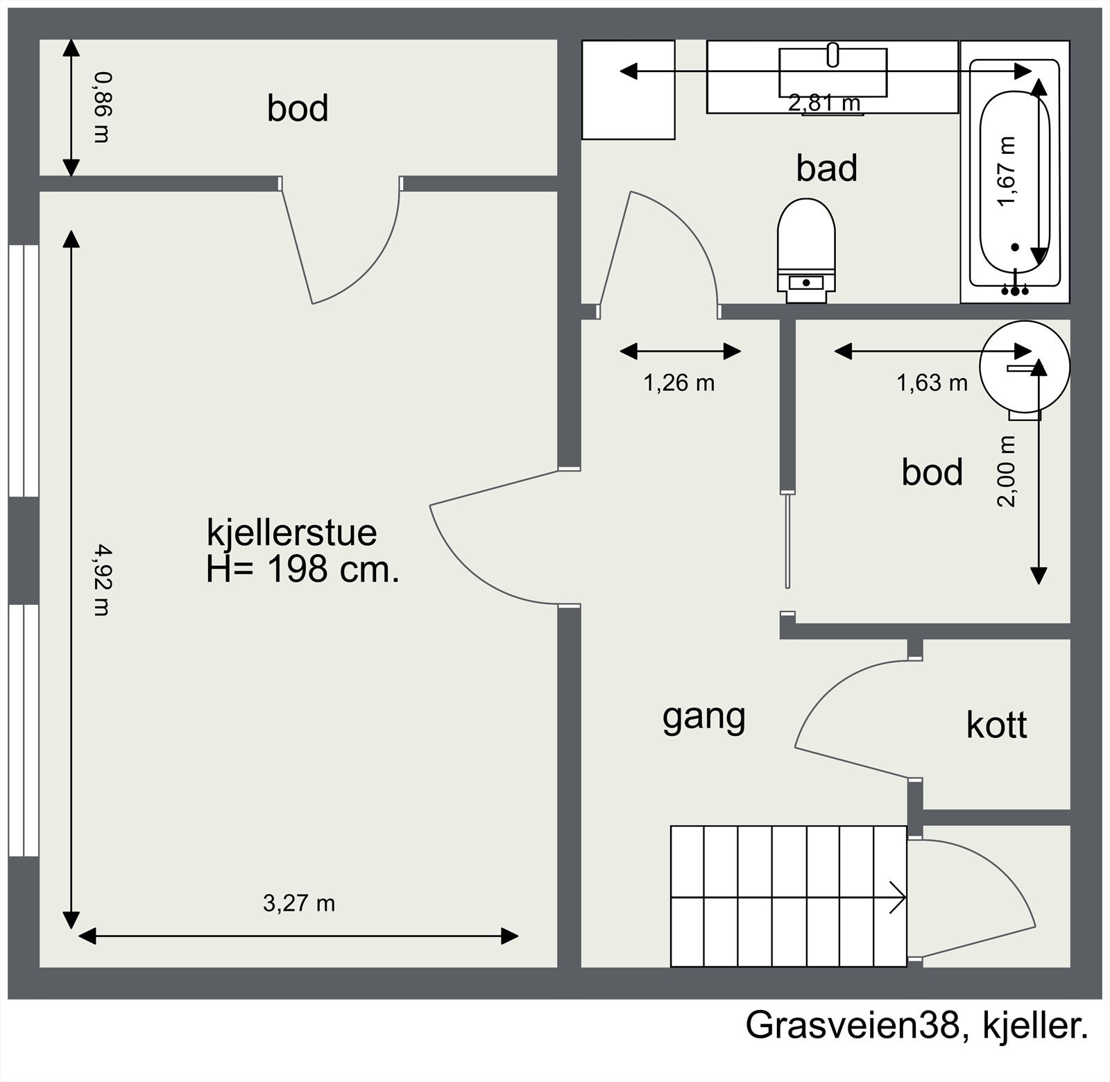 Plantegning underetasje. Galleribilde