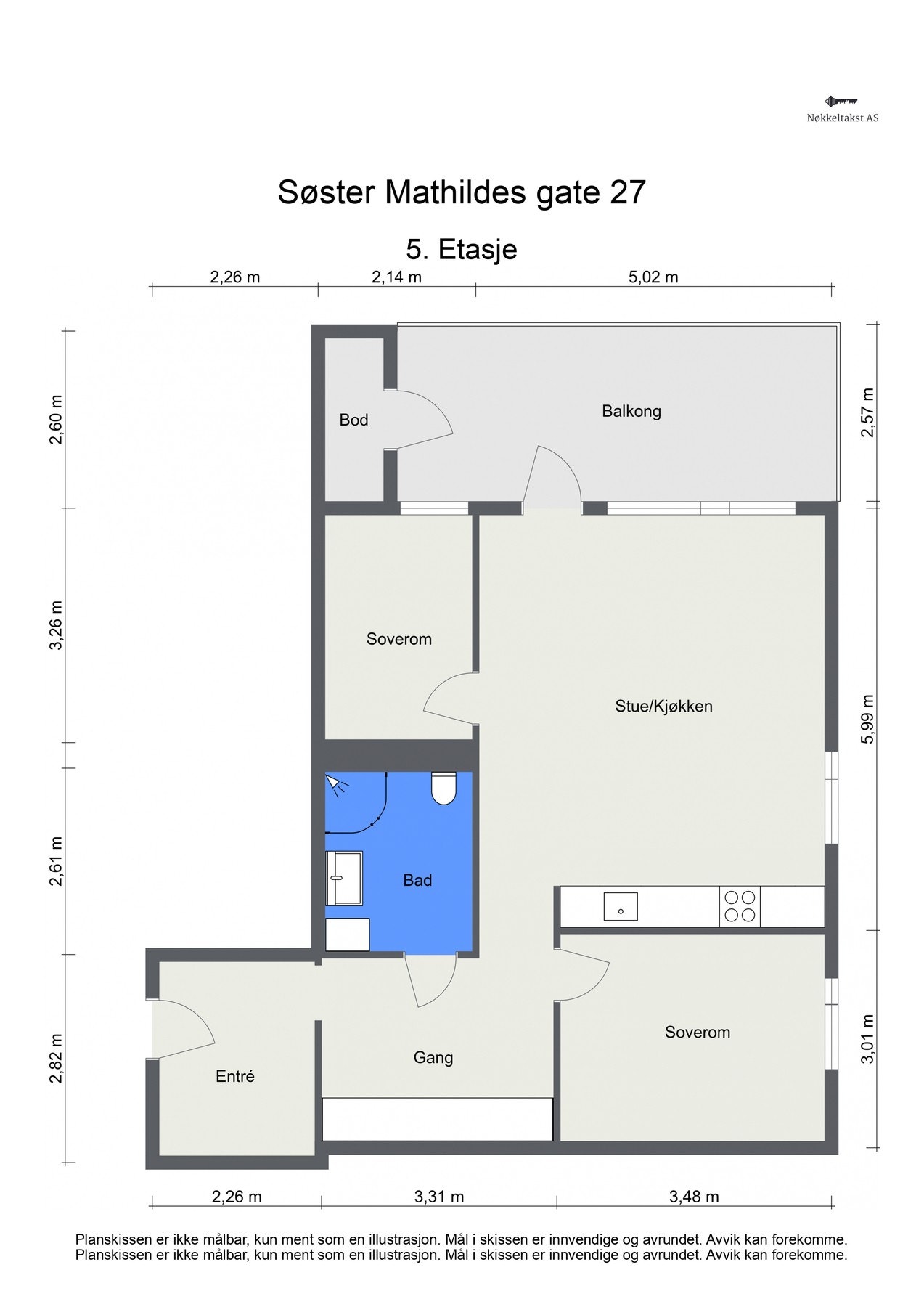 Målsatt plantegning Galleribilde
