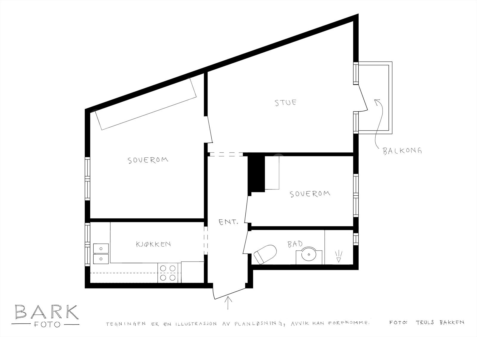 - Plantegning (leiligheten har i tillegg en ekstern bod) - Galleribilde