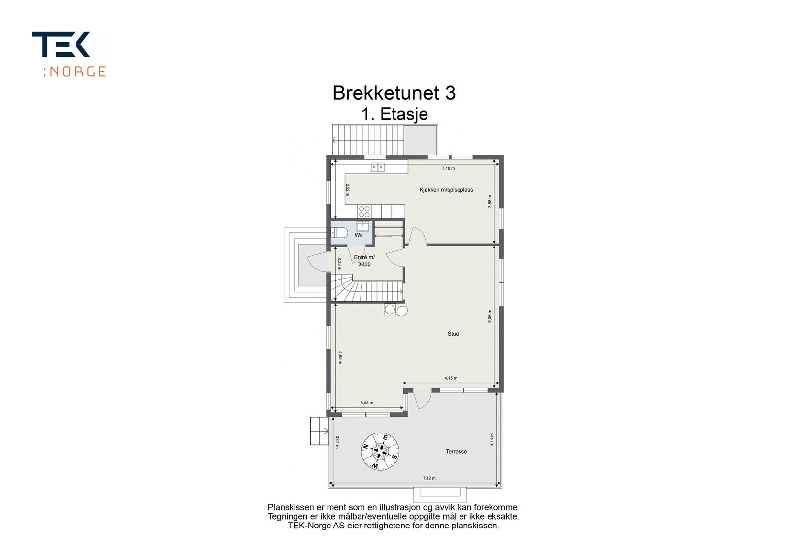 Plantegning Brekketunet 3, 1. etasje Galleribilde