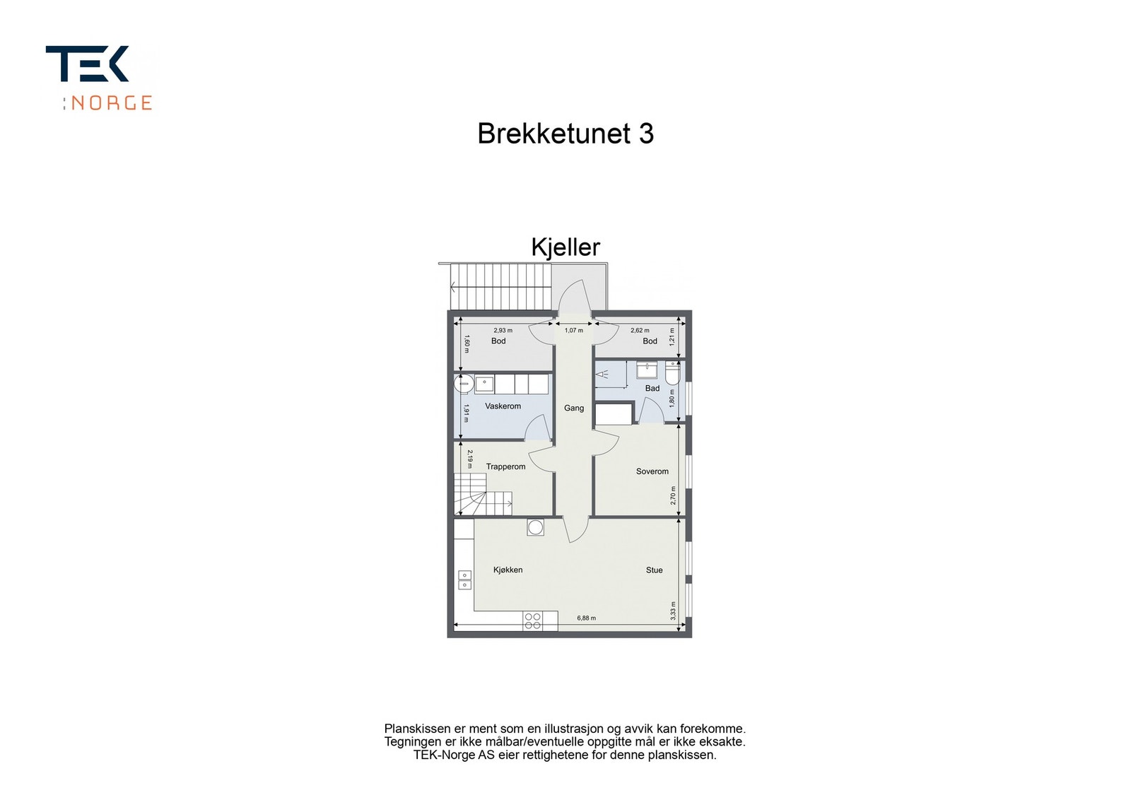 Plantegning Brekketunet 3, Kjeller etasje Galleribilde
