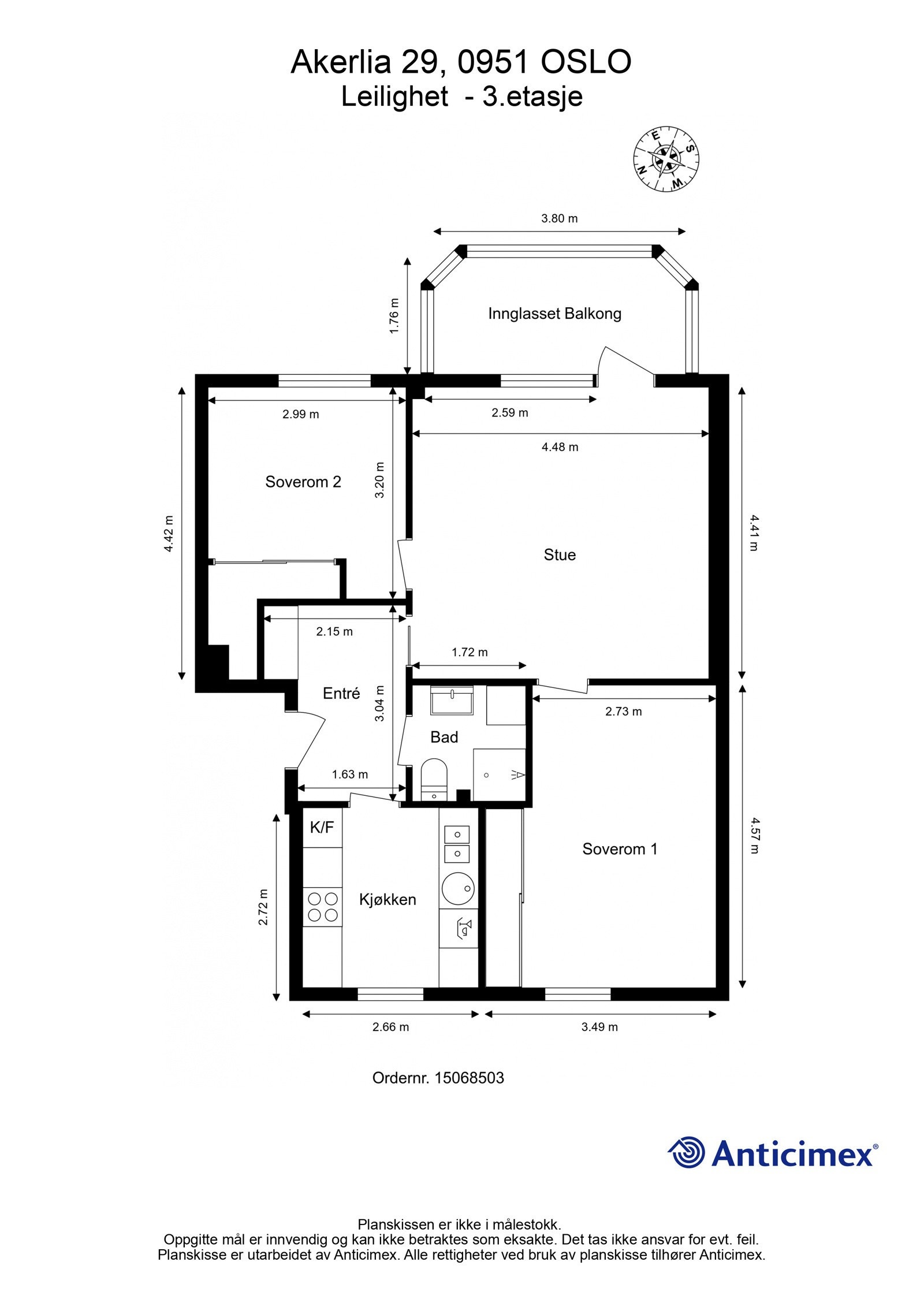 Gjennomgående 3 roms leilighet med 7 kvm solrik balkong. Nydelig utsikt. Galleribilde