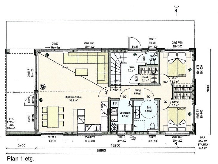 Plantegning forslag til hus 1 Galleribilde